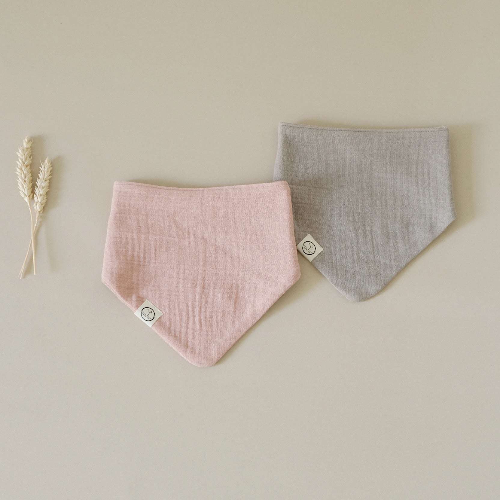 Organic Muslin Bibs - Dusty Rose/Caramel - SALE - Image 3