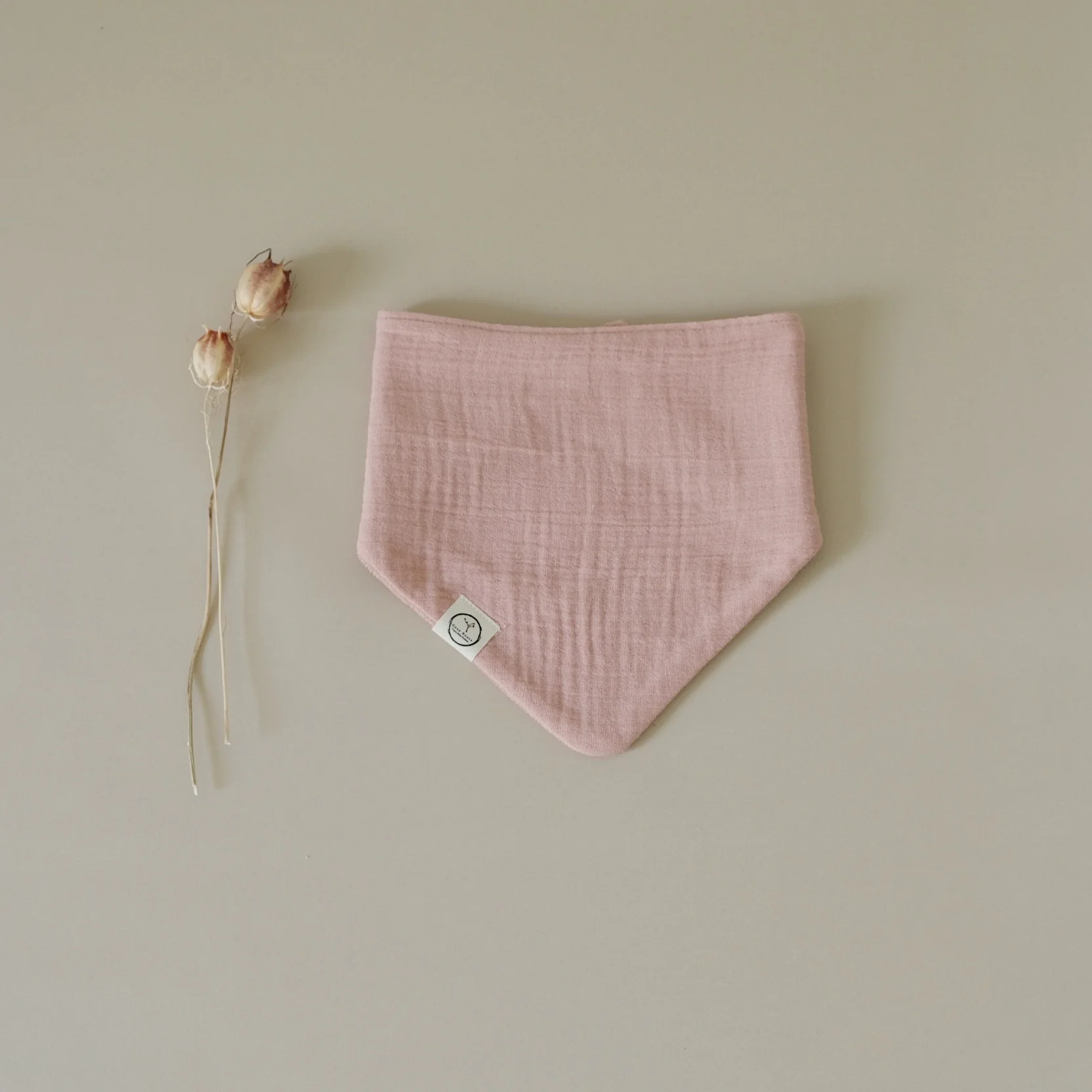 Organic Muslin Bibs - Dusty Rose/Caramel - SALE - Image 6