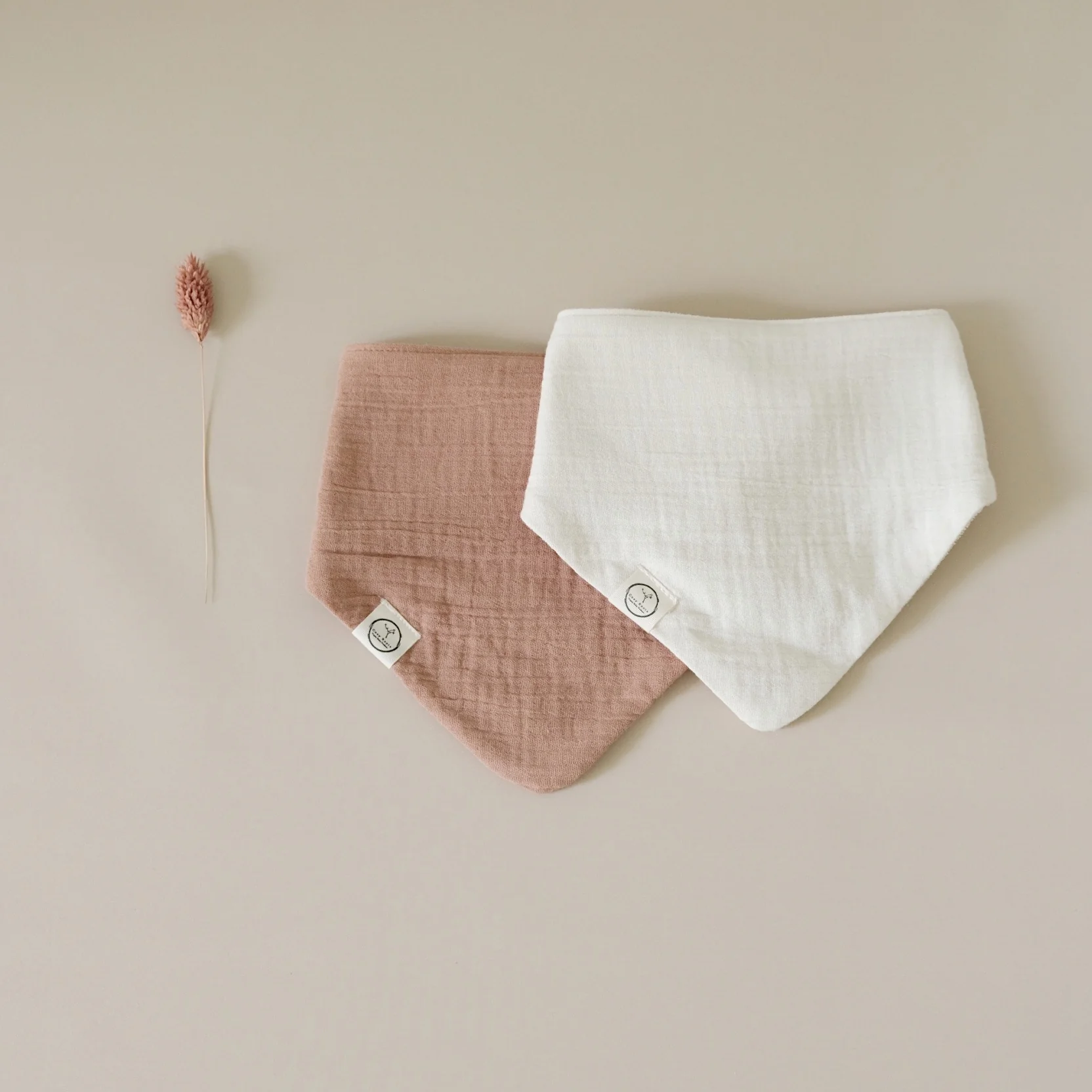 Organic Muslin Bibs - Walnut/Sand - SALE - Image 4
