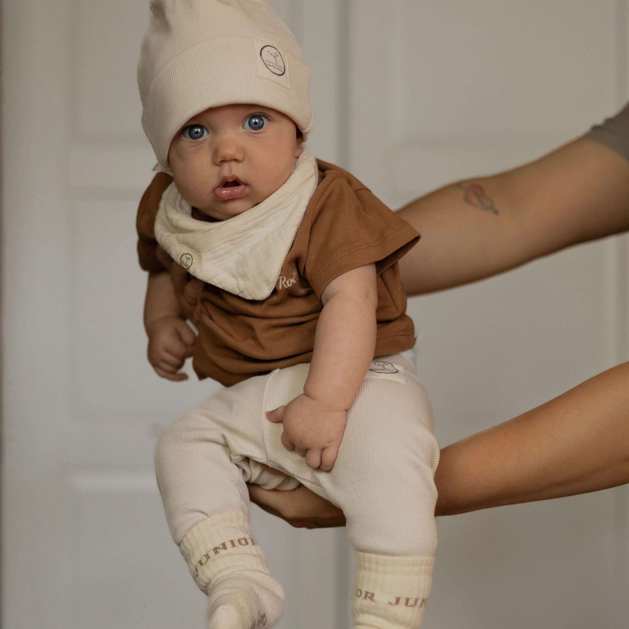 Organic Muslin Bibs - Walnut/Sand - SALE - Image 7