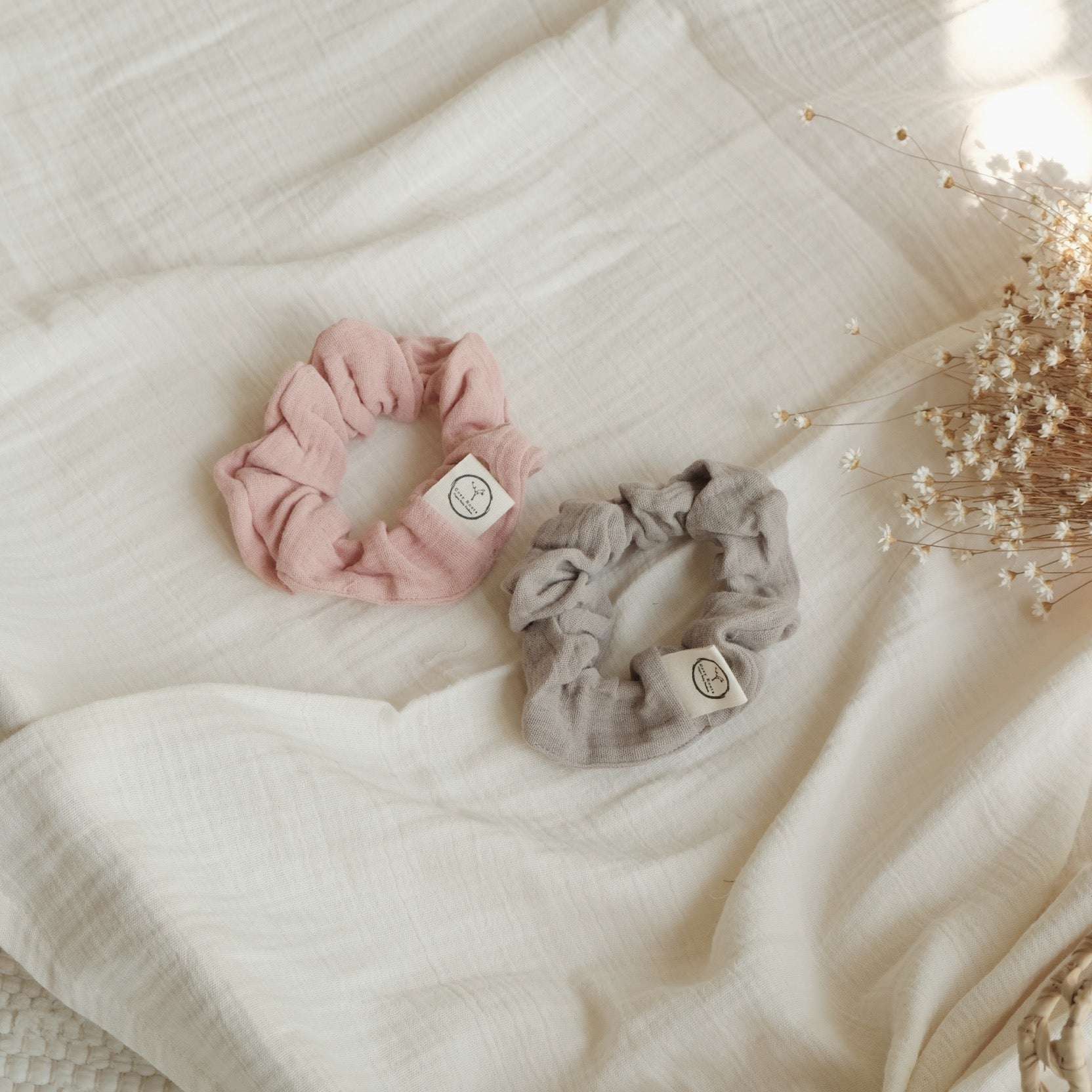Organic Muslin Scrunchies - Dusty Rose/Caramel - SALE - Image 10