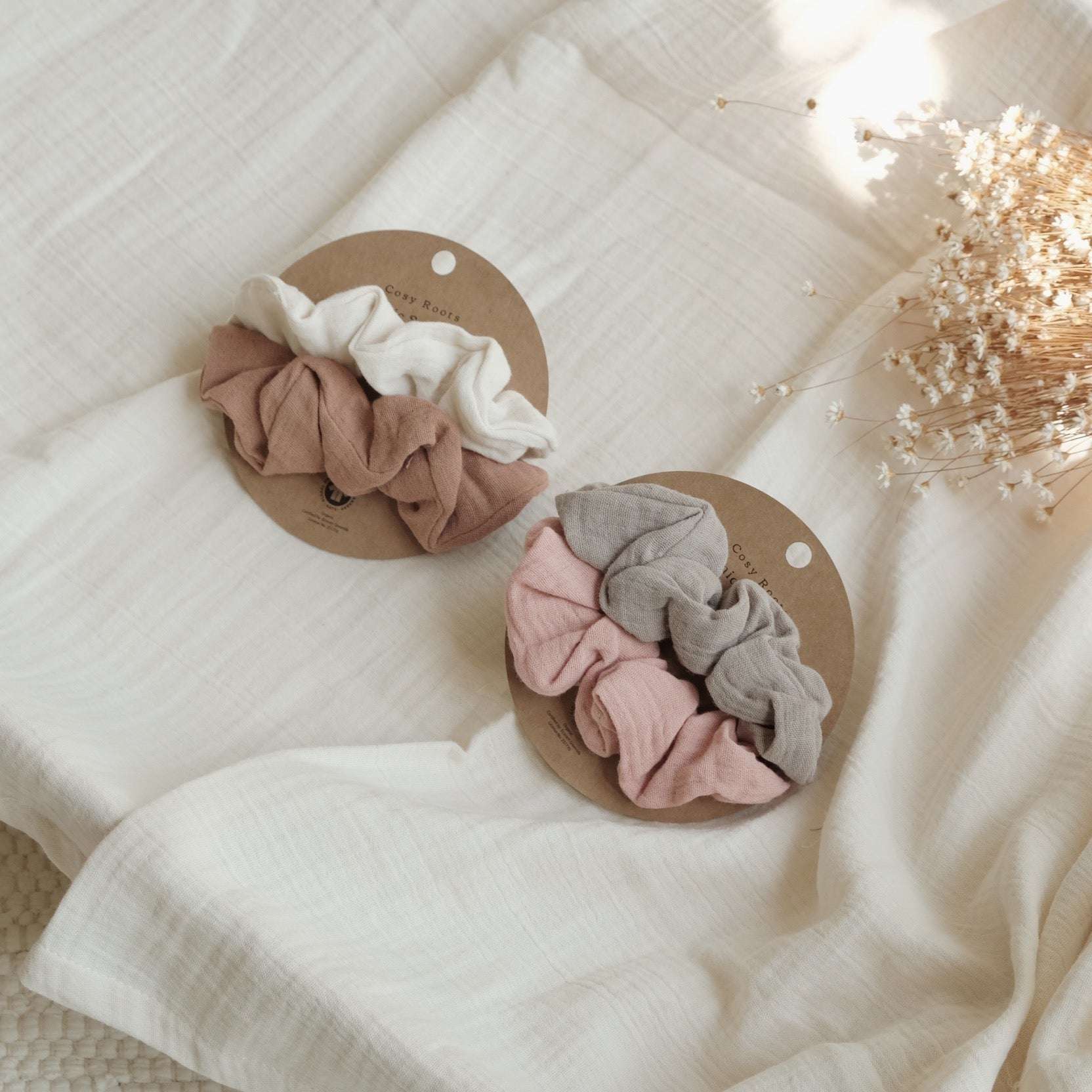 Organic Muslin Scrunchies - Dusty Rose/Caramel - SALE - Image 11