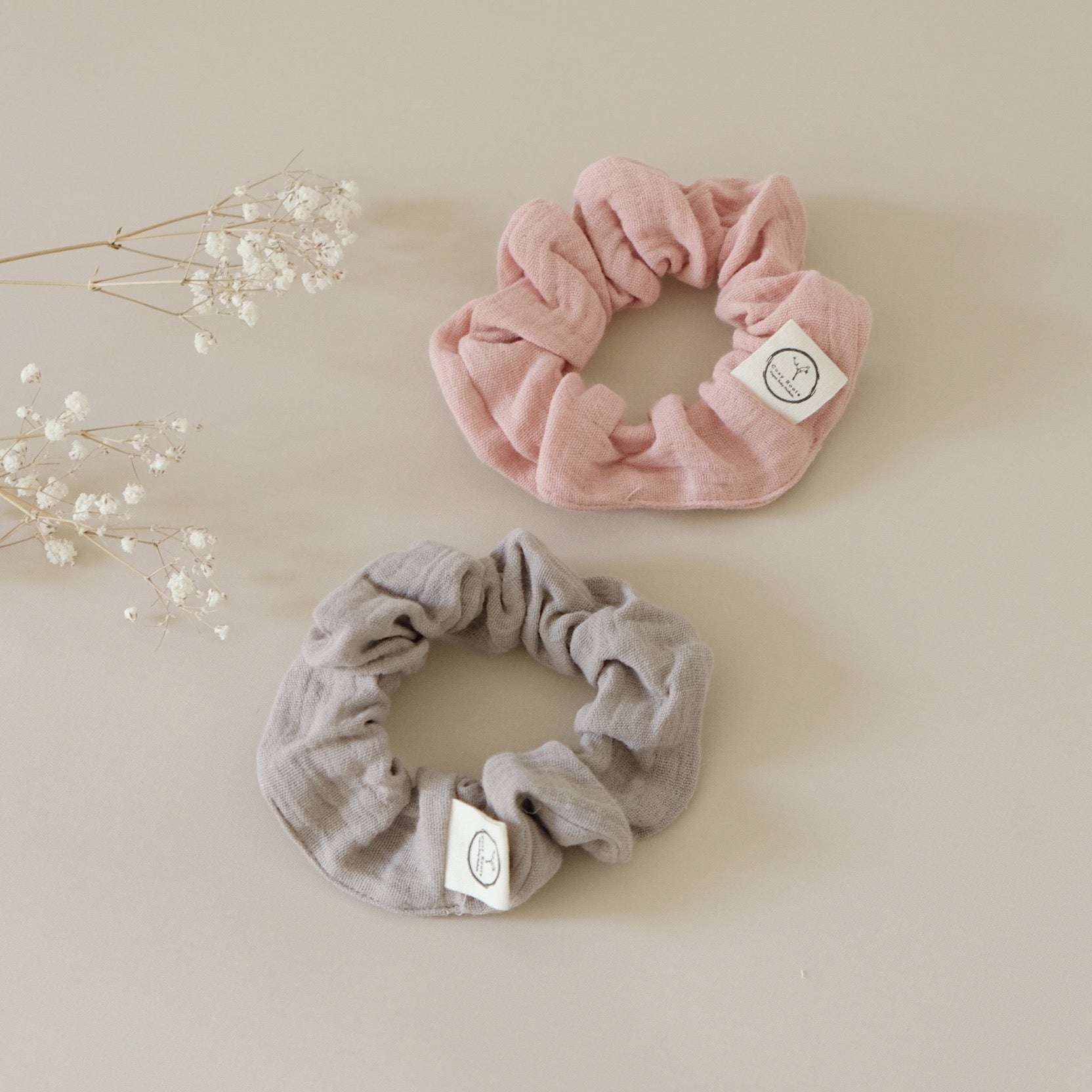 Organic Muslin Scrunchies - Dusty Rose/Caramel - SALE - Image 5