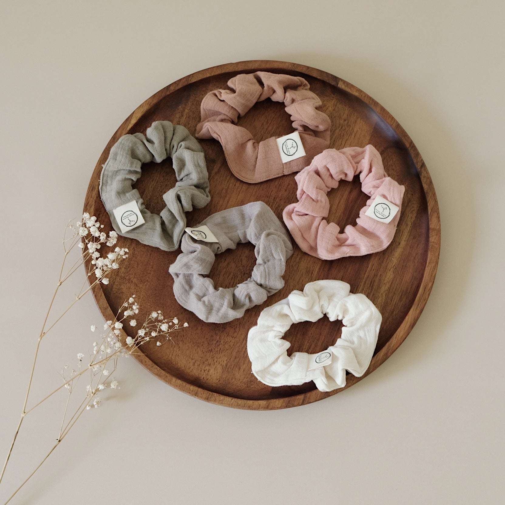 Organic Muslin Scrunchies - Dusty Rose/Caramel - SALE - Image 8