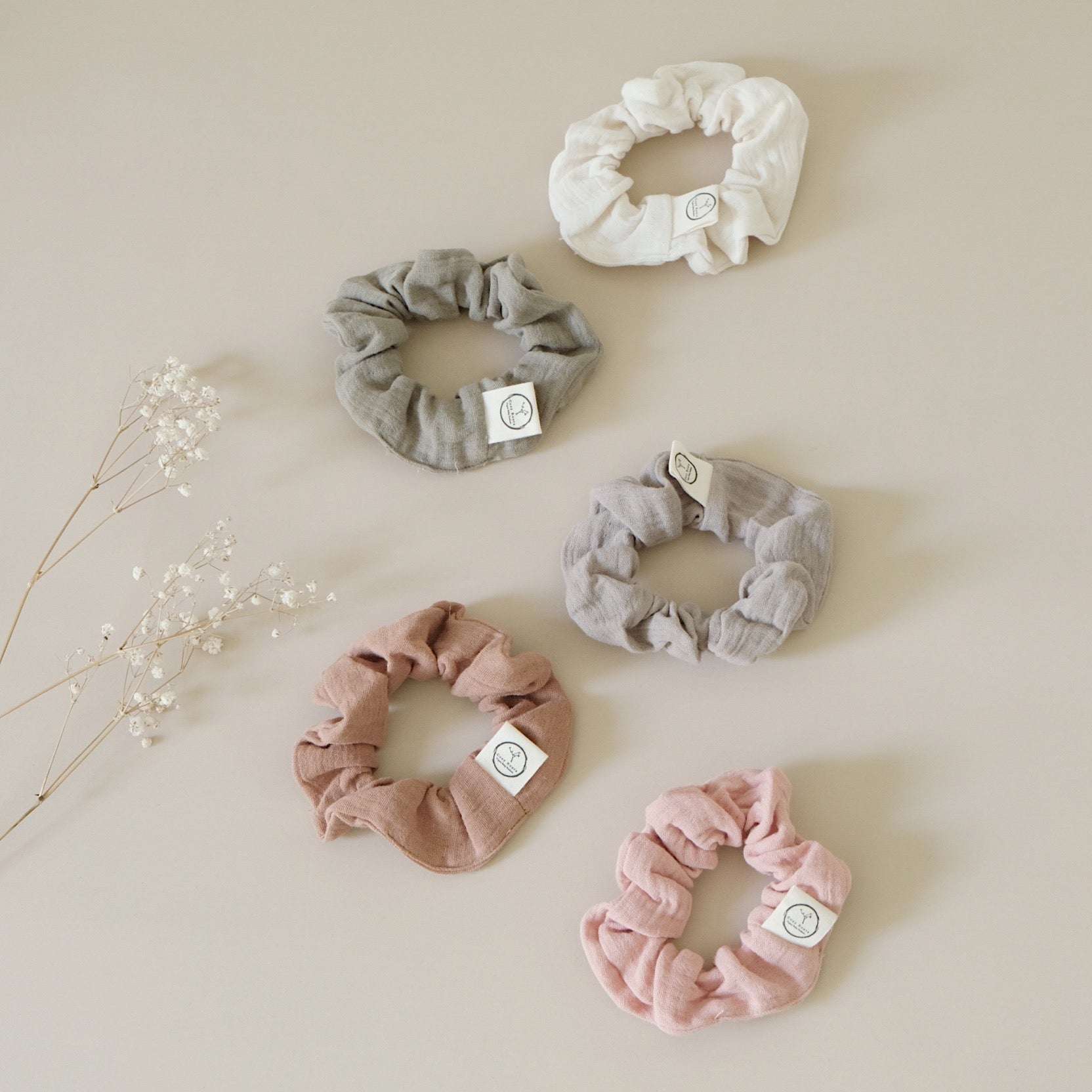 Organic Muslin Scrunchies - Khaki/Sand - SALE - Image 7
