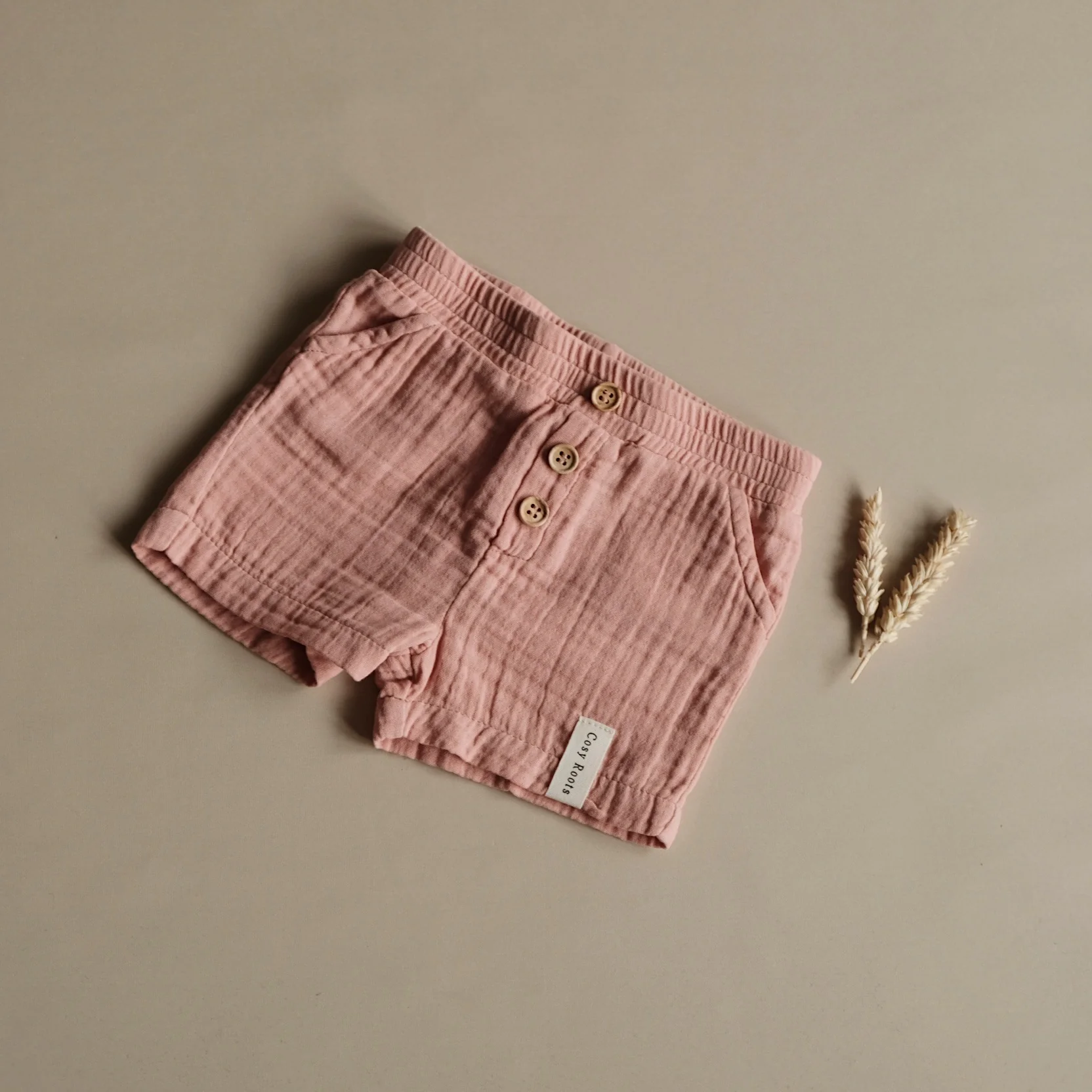 Organic Muslin Shorts - Dusty Rose - Image 3