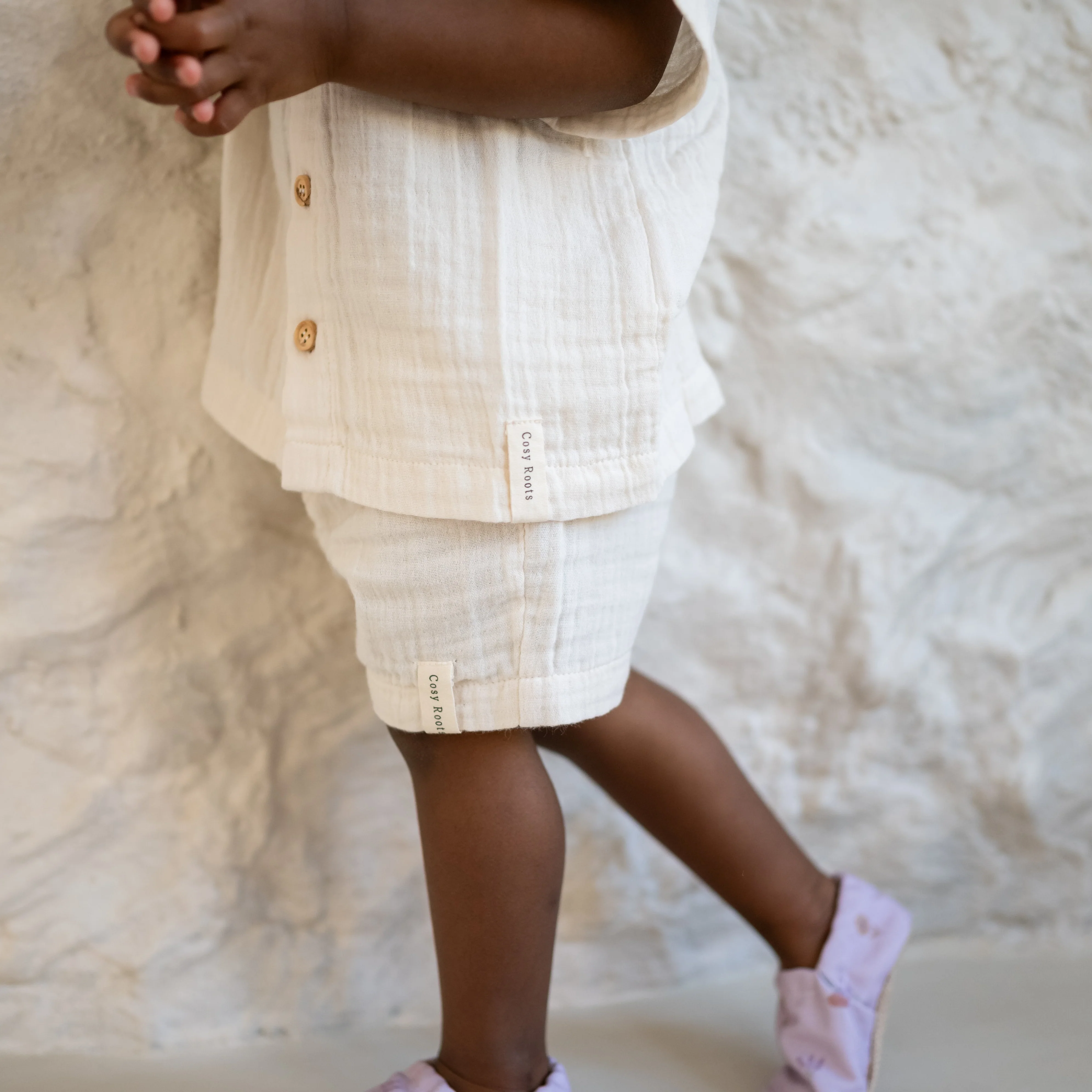 Organic Muslin Shirt with Buttons - Sand - Image 5