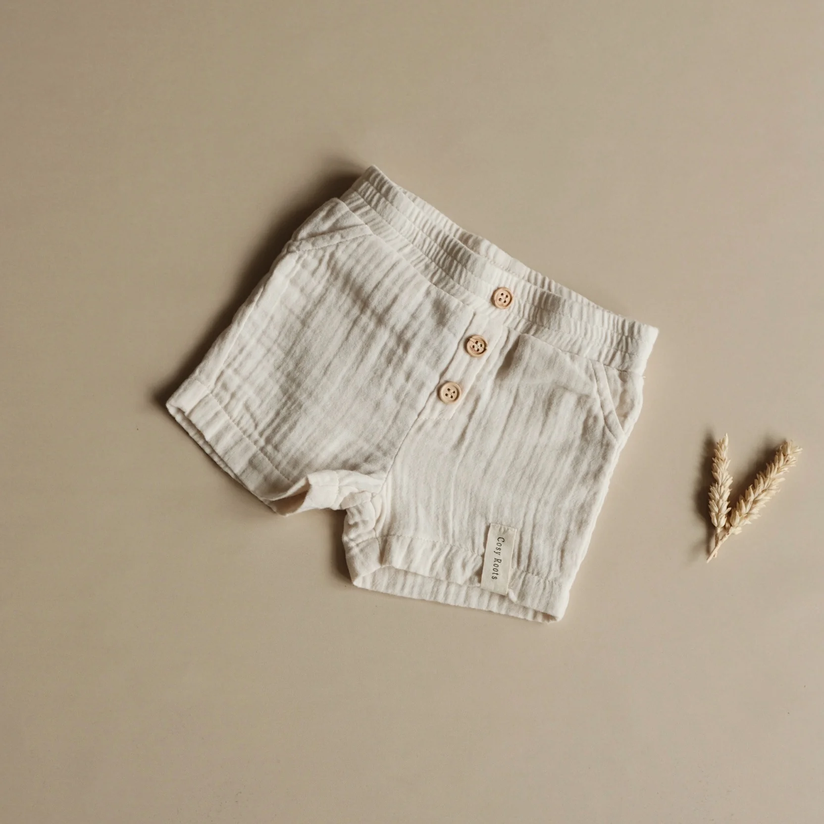 Organic Muslin Shorts - Sand - Image 3