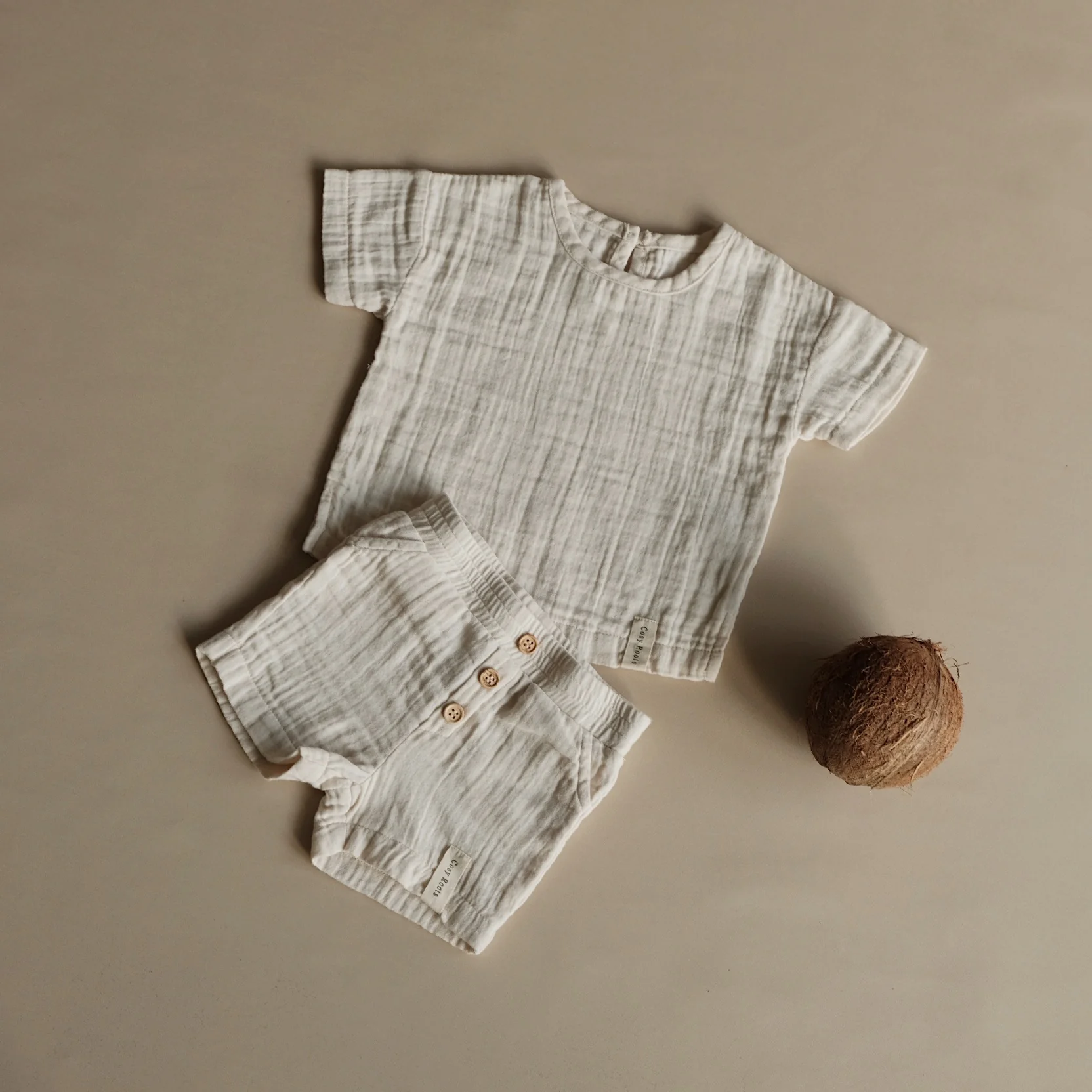 Organic Muslin Shorts - Sand - Image 6