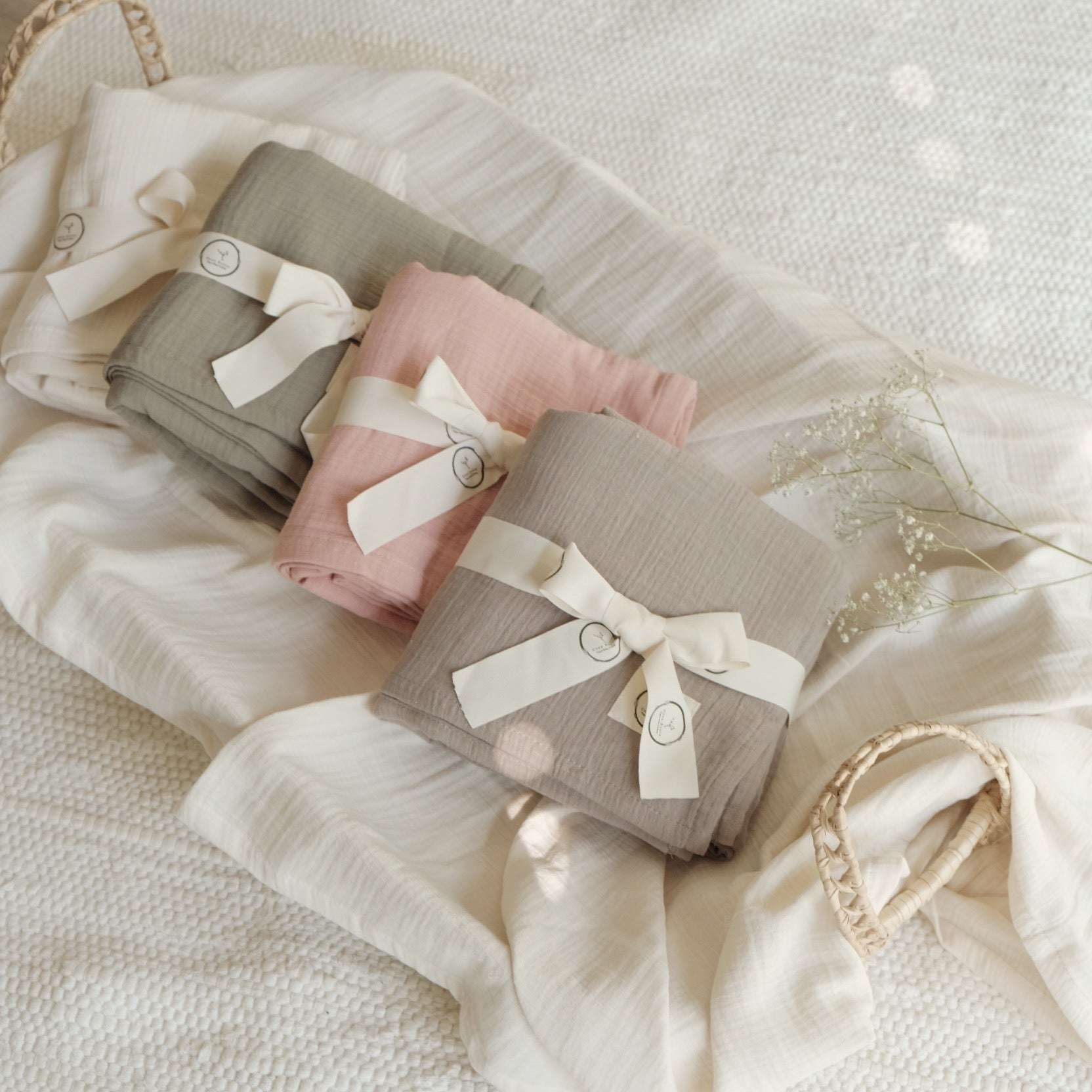 Organic Muslin Swaddle - Dusty Rose - 120x120cm - SALE - Image 10
