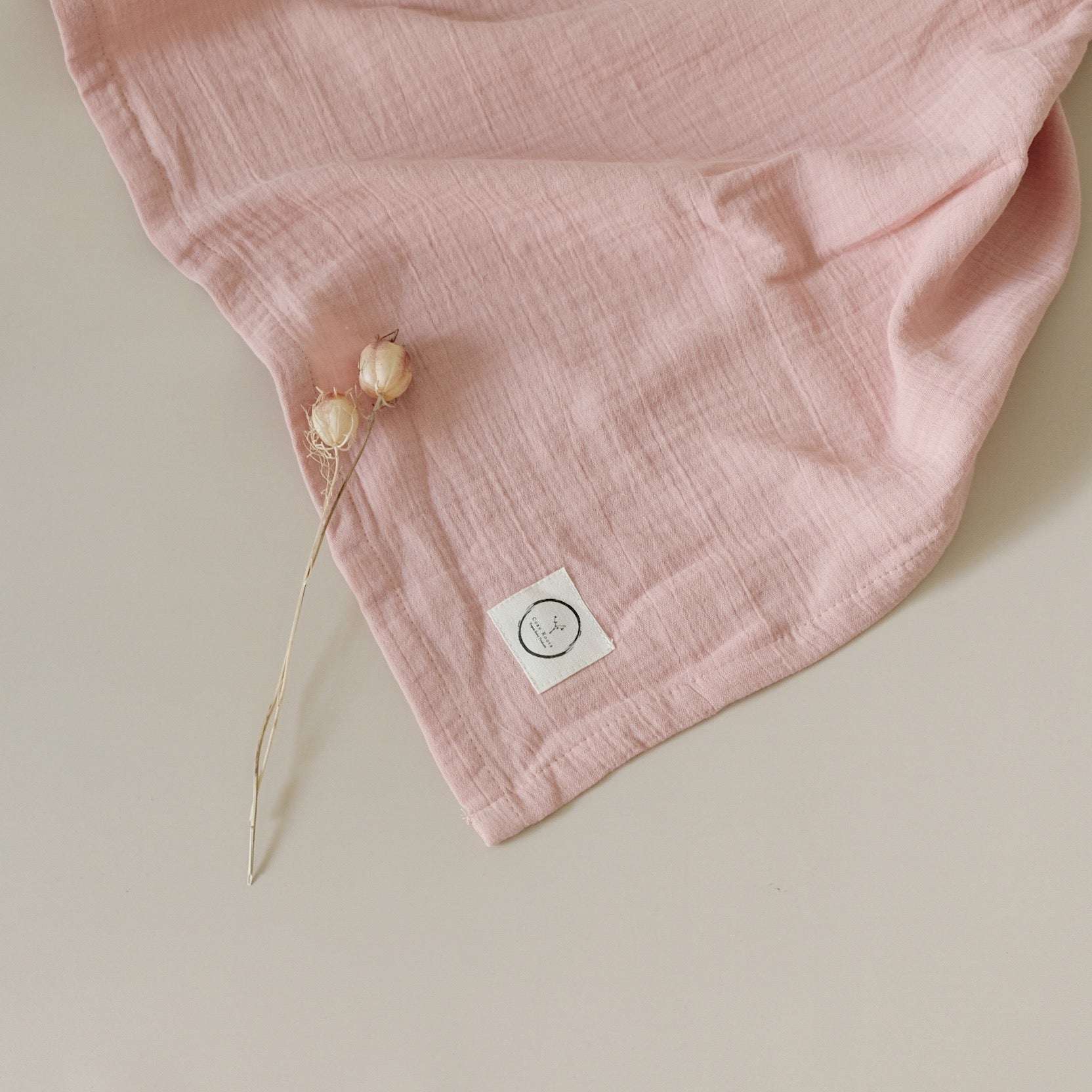 Organic Muslin Swaddle - Dusty Rose - 120x120cm - SALE - Image 5