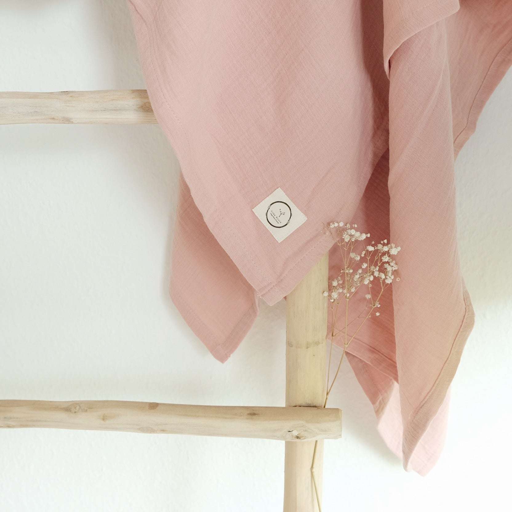 Organic Muslin Swaddle - Dusty Rose - 120x120cm - SALE - Image 6