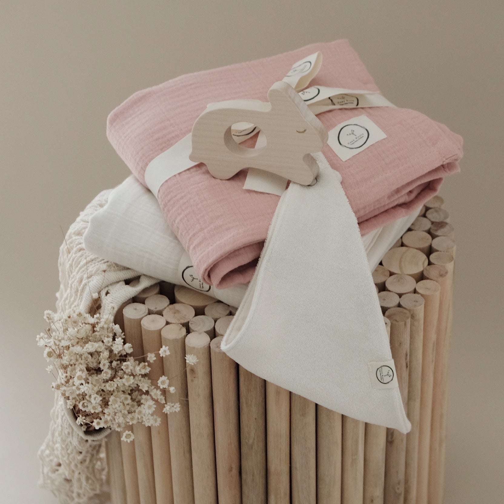 Organic Muslin Swaddle - Dusty Rose - 120x120cm - SALE - Image 7