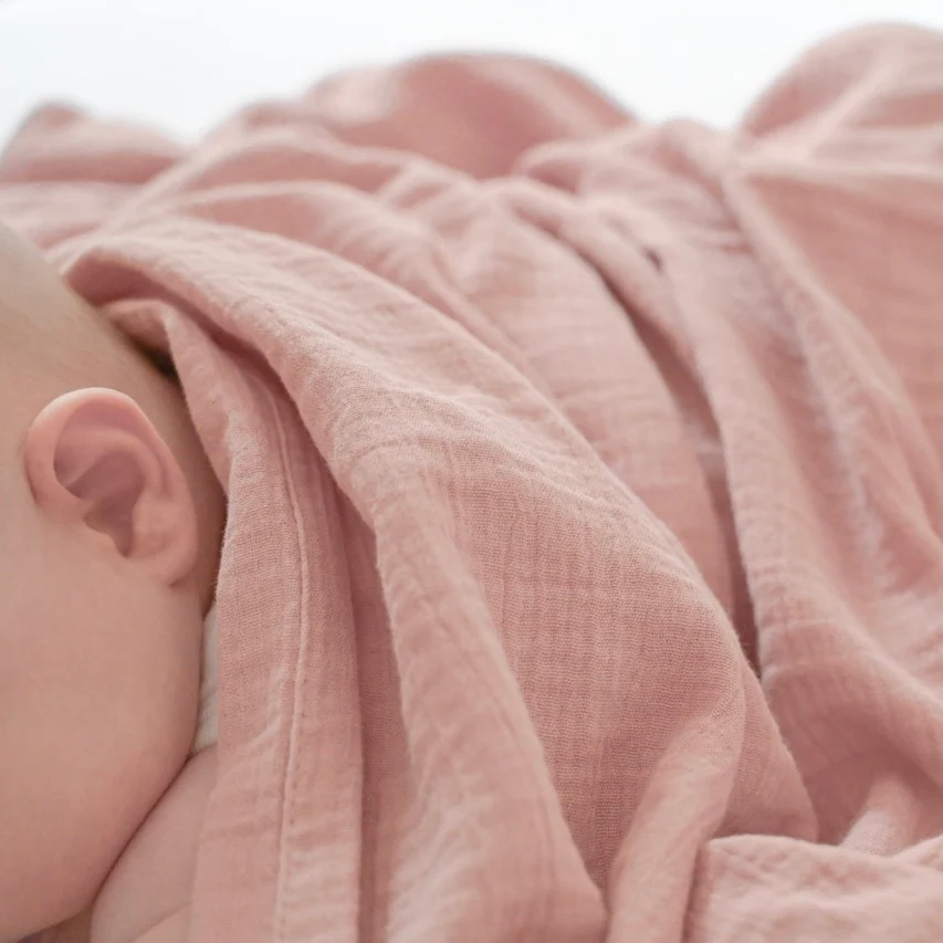 Organic Muslin Swaddle - Dusty Rose - 120x120cm - SALE - Image 8