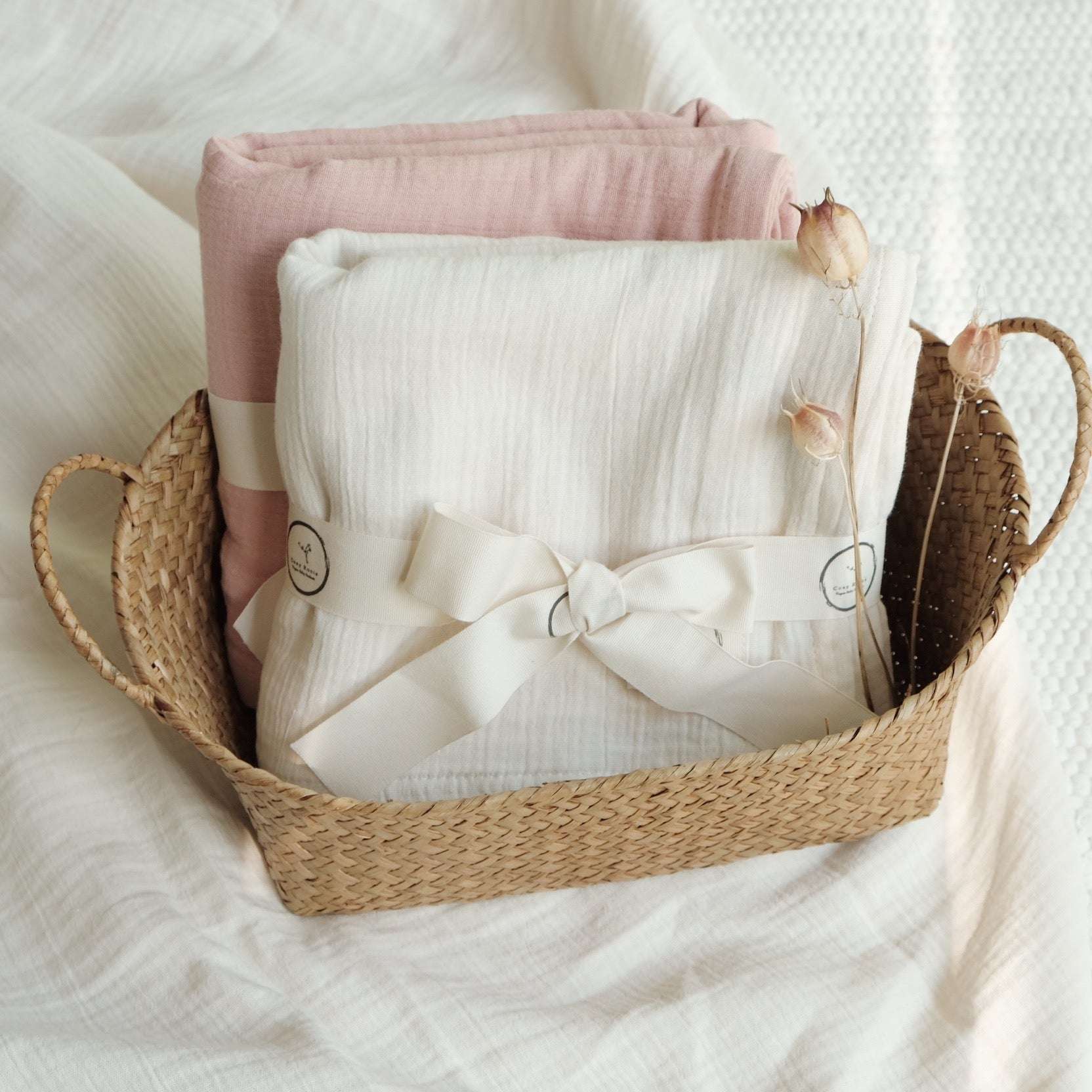 Organic Muslin Swaddle - Dusty Rose - 120x120cm - SALE - Image 9