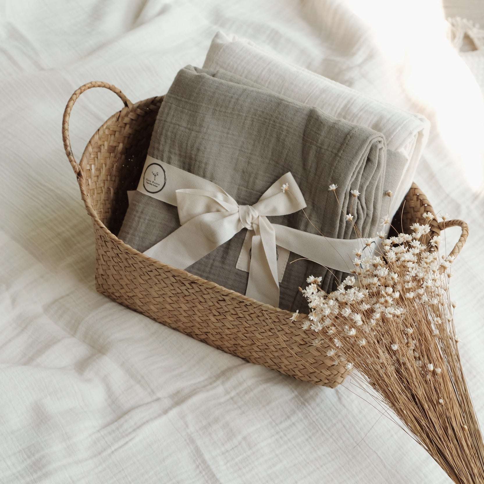 Organic Muslin Swaddle - Khaki - 120x120cm - S A L E - Image 3