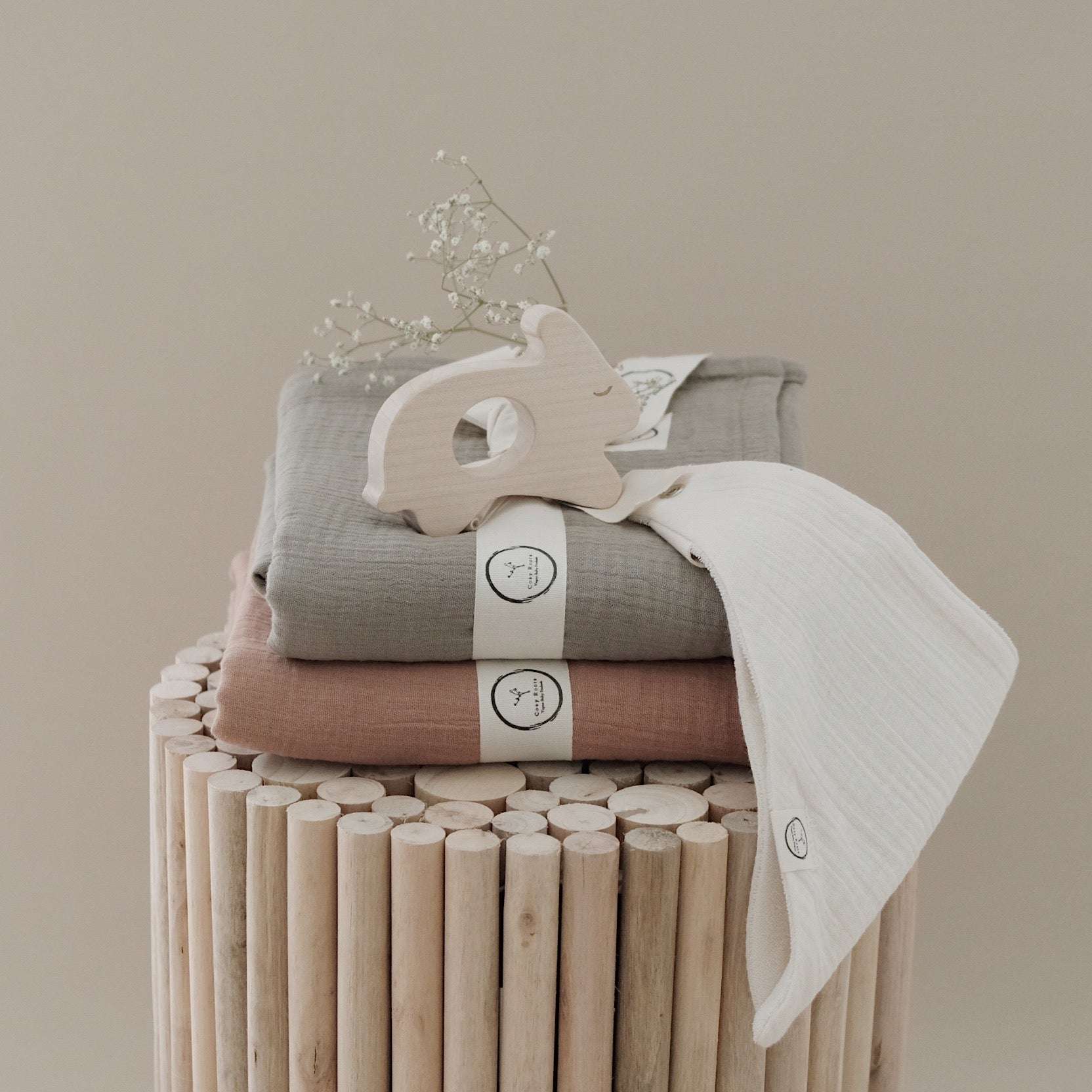 Organic Muslin Swaddle - Khaki - 120x120cm - S A L E - Image 5