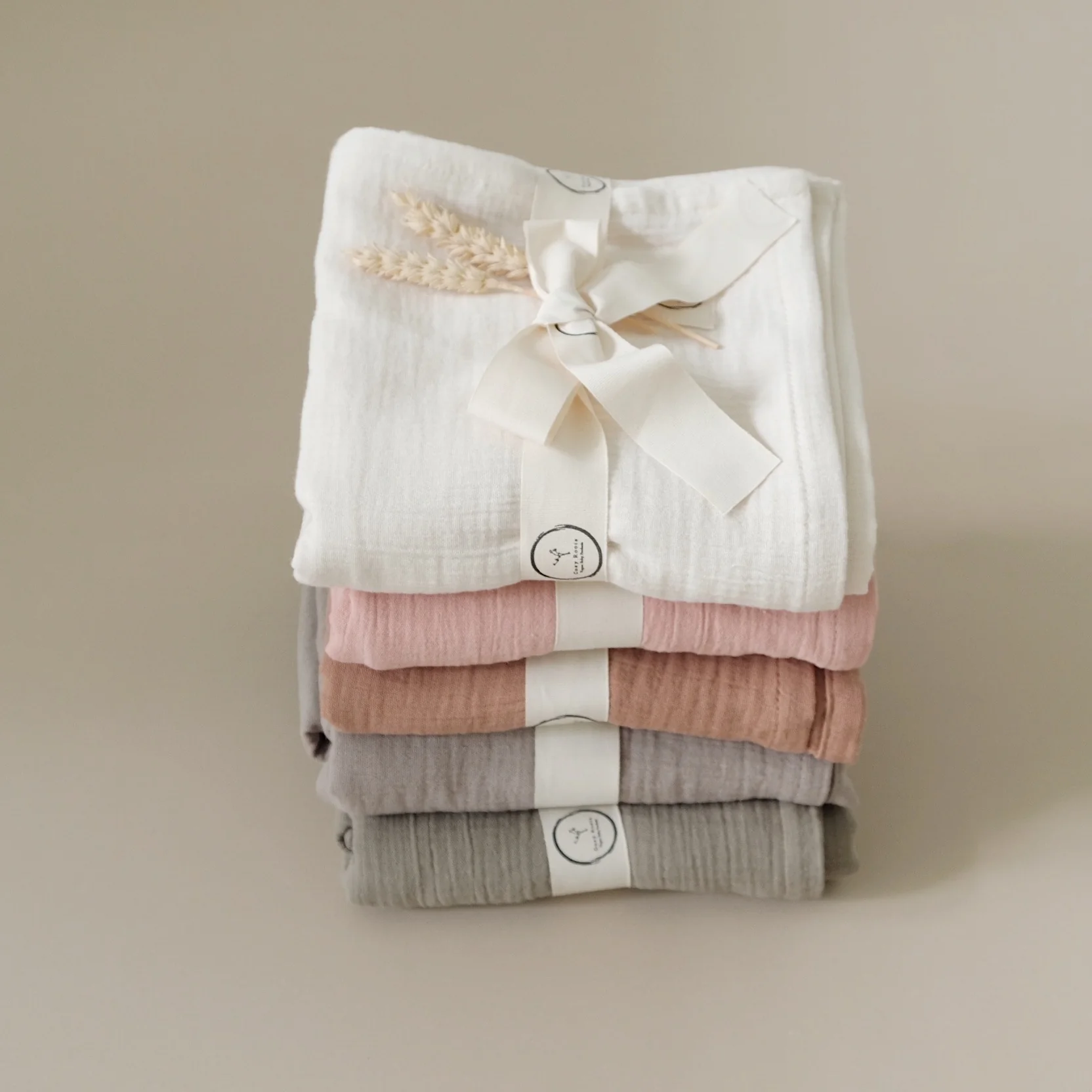 Organic Muslin Swaddle - Khaki - 120x120cm - S A L E - Image 8
