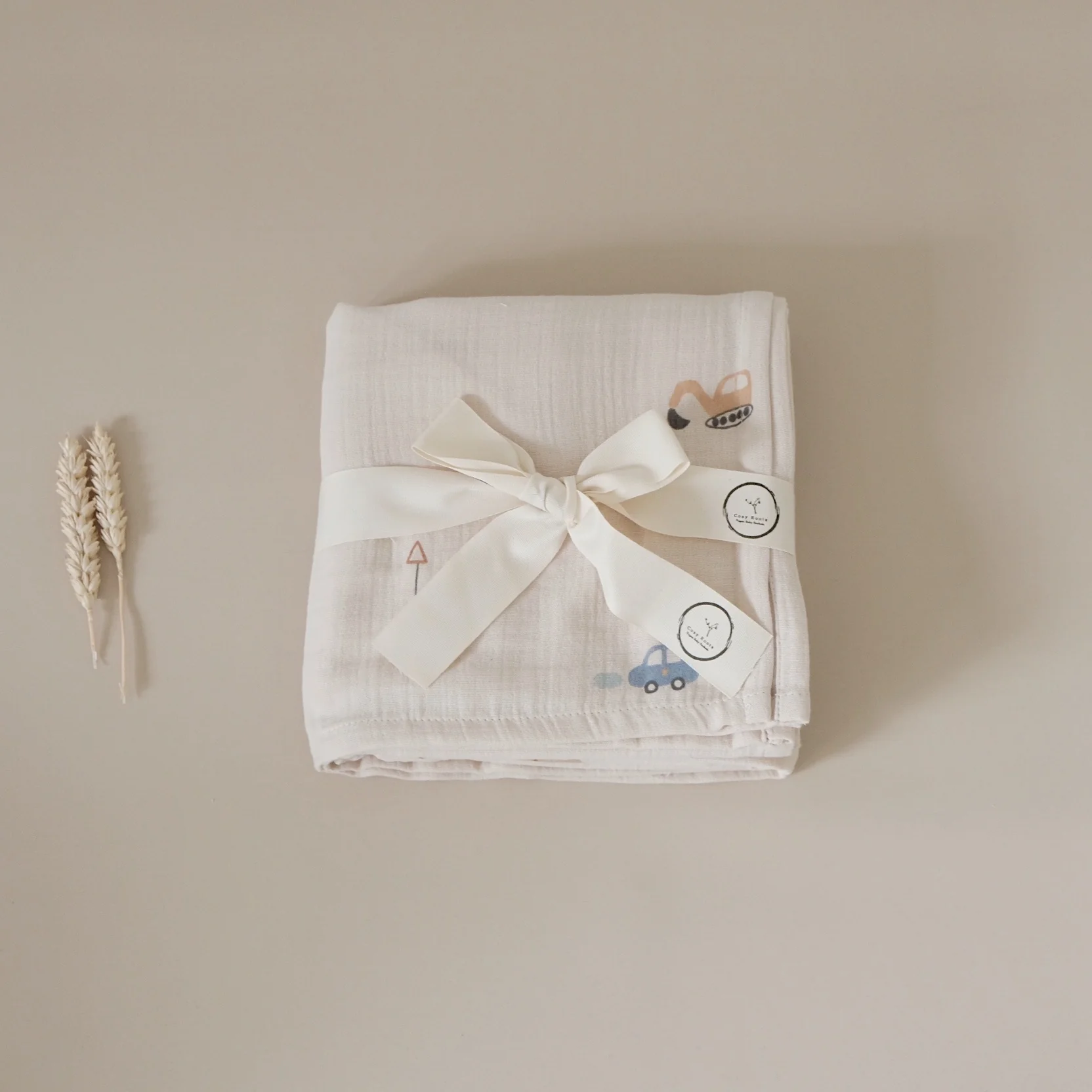 Organic Muslin Swaddle - Little Driver - 120x120cm - SALE - Image 3