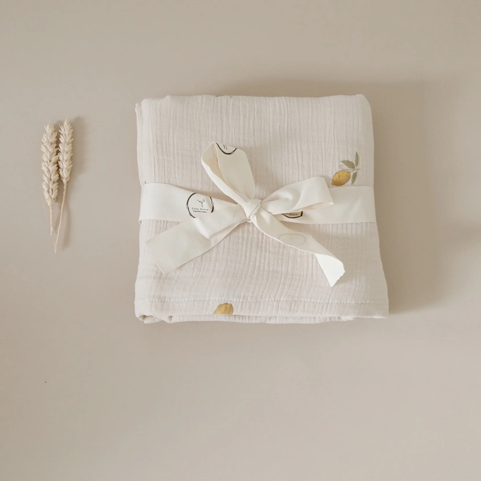 Organic Muslin Swaddle - Pure Lemon - 120x120cm - SALE - Image 4