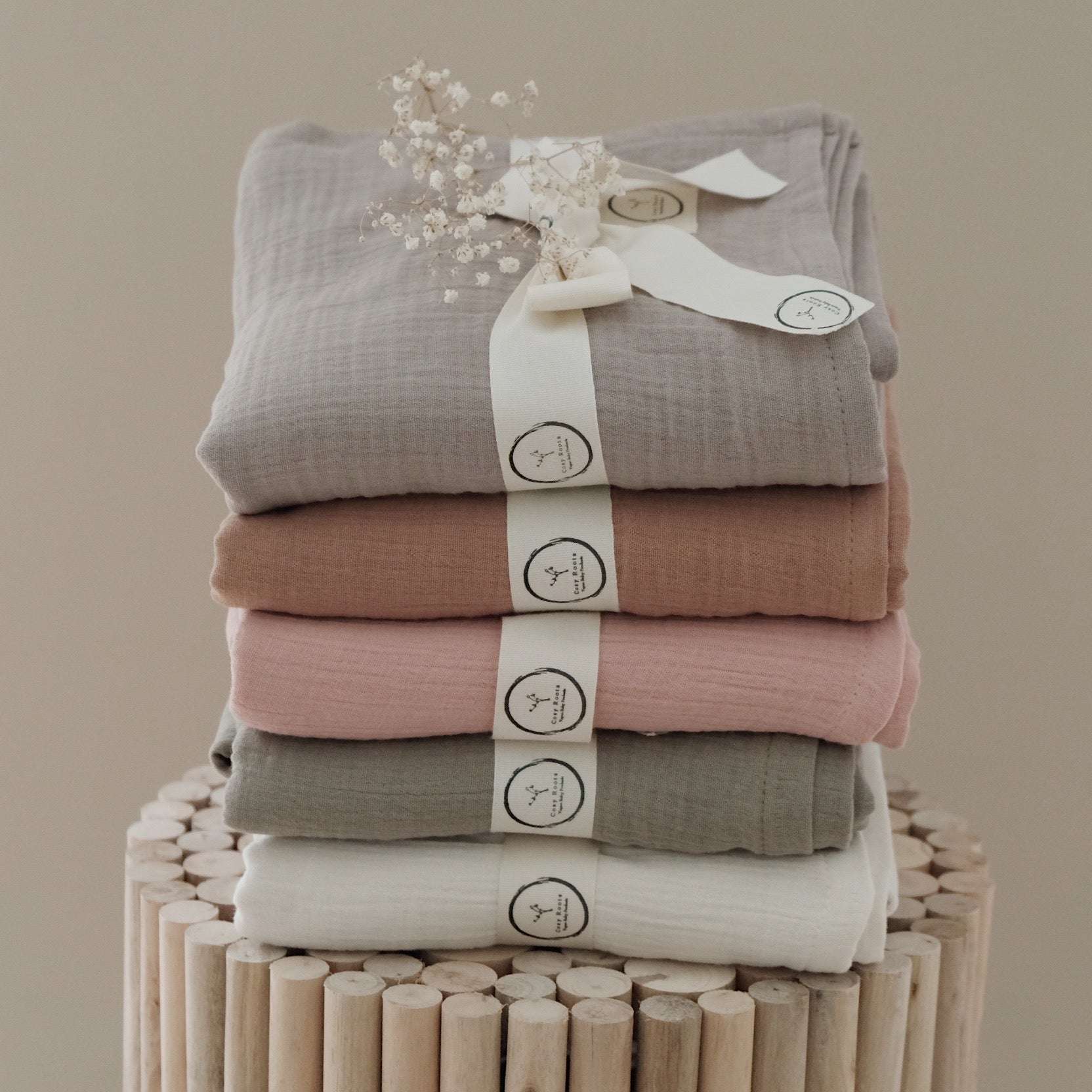 Organic Muslin Swaddle - Sand - 120x120cm - SALE - Image 7