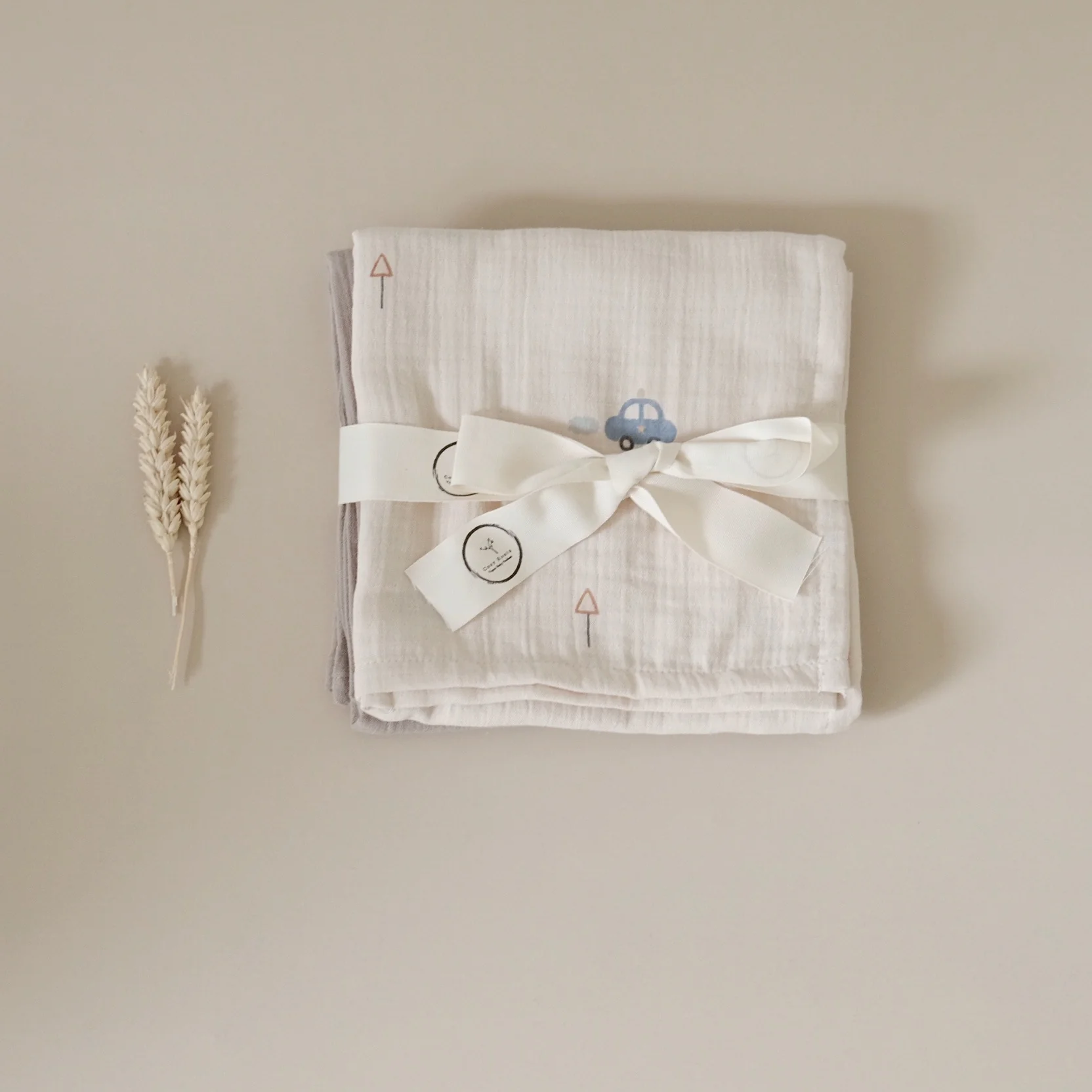 Organic Muslin Swaddle Set - Little Driver/Caramel - SALE - Image 4