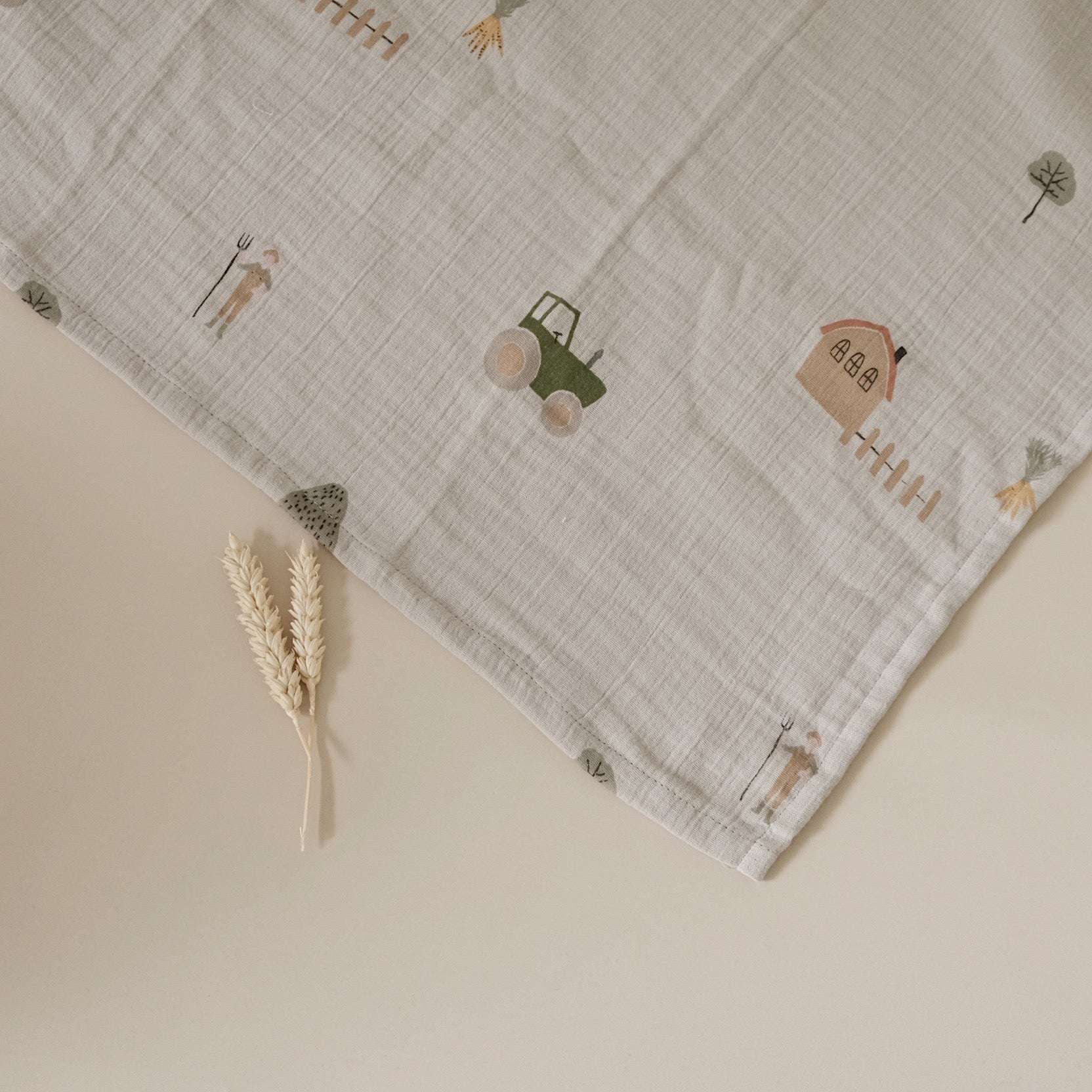 Organic Muslin Swaddle Set - Little Farm/Walnut - SALE - Image 3