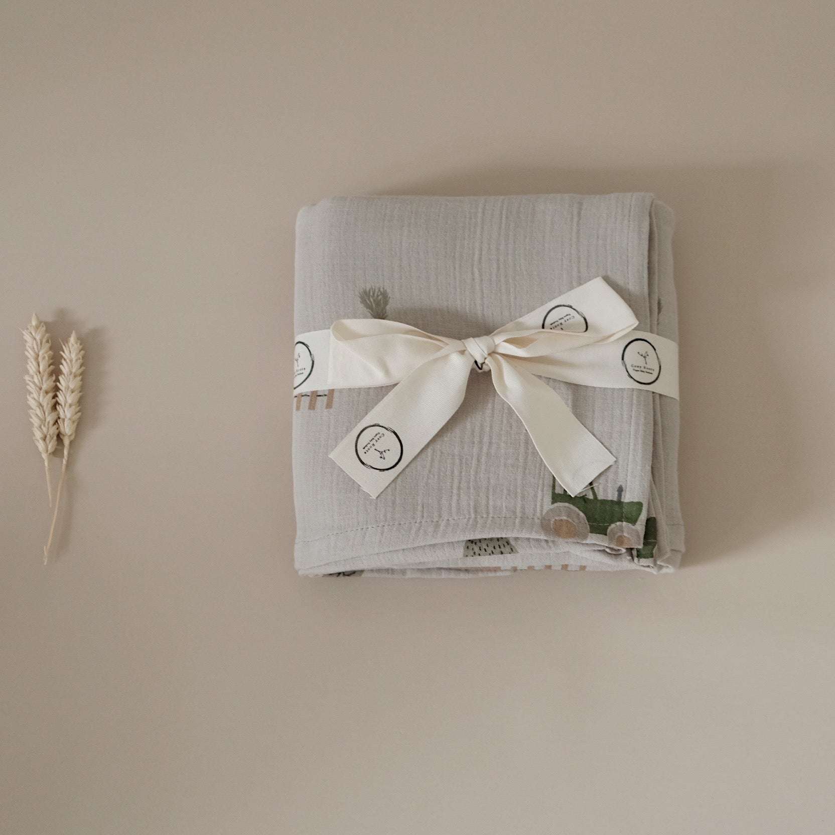 Organic Muslin Swaddle Set - Little Farm/Walnut - SALE - Image 5
