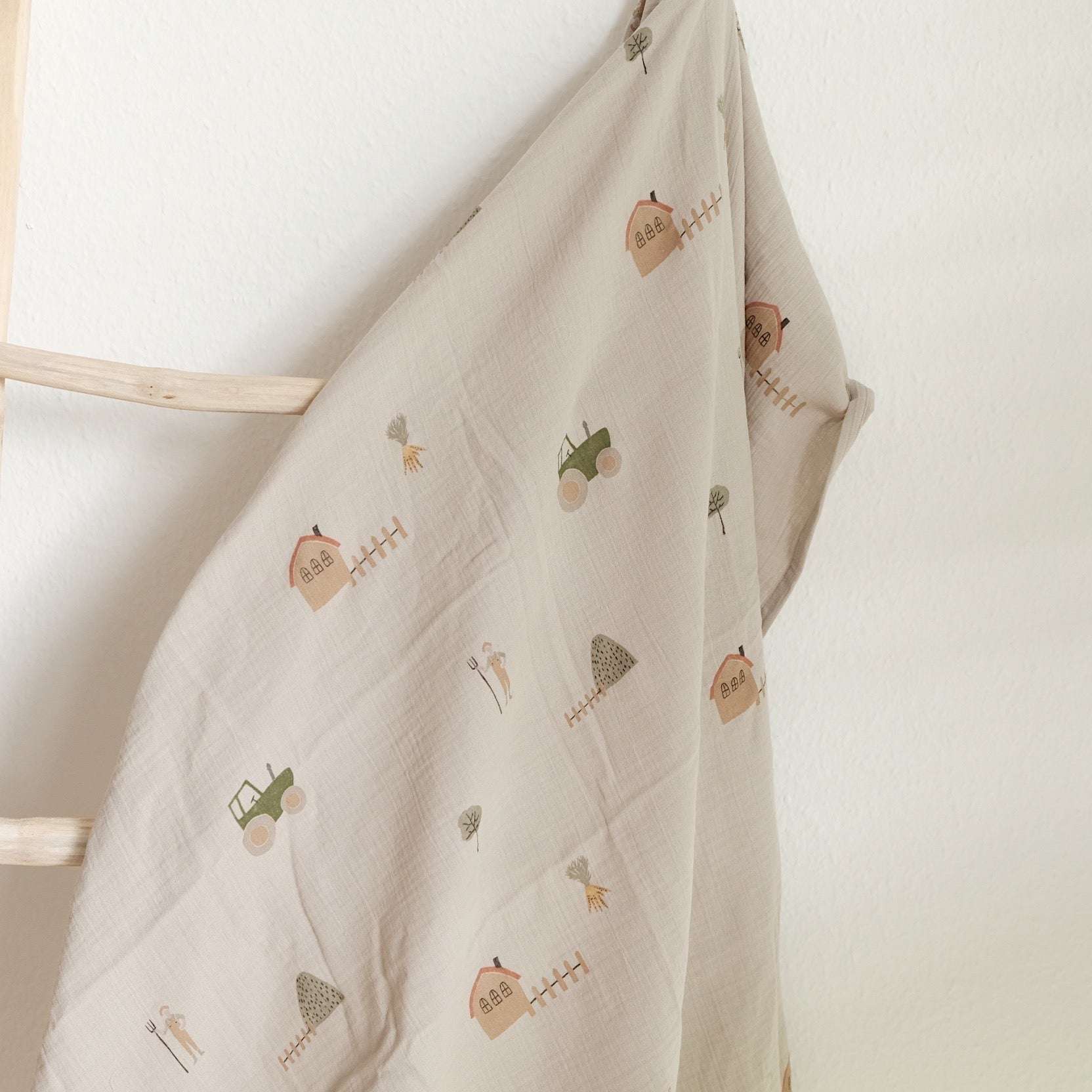 Organic Muslin Swaddle Set - Little Farm/Walnut - SALE - Image 8