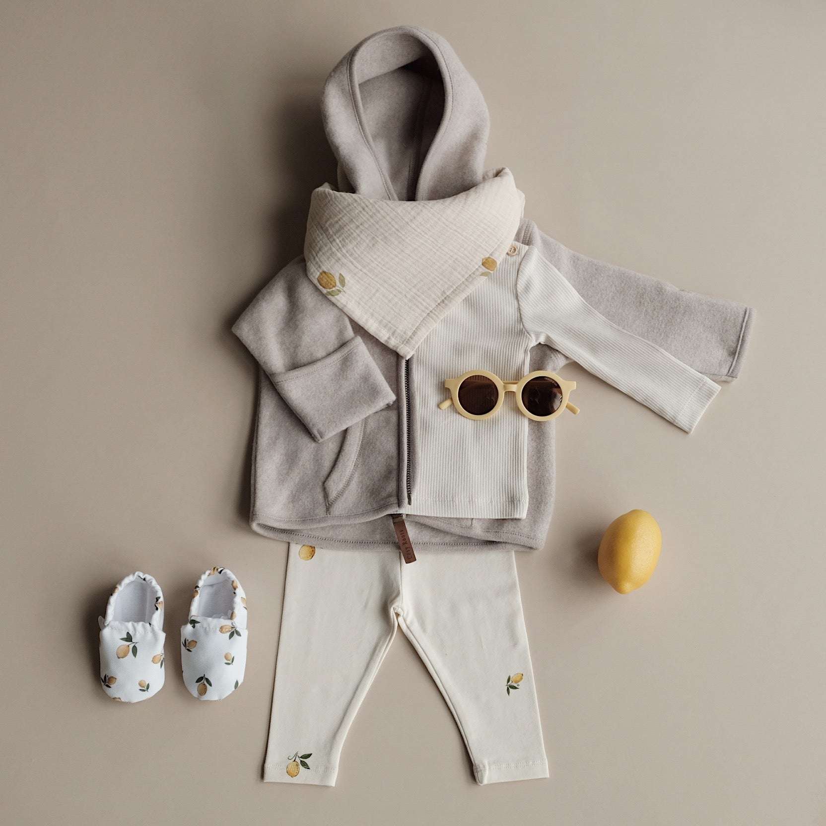 Organic Muslin Swaddle Set - Pure Lemon/Khaki - SALE - Image 3