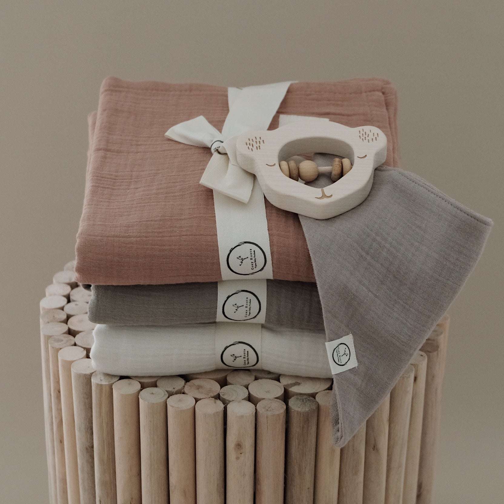 Organic Muslin Swaddle - Walnut - 120x120cm - S A L E - Image 6