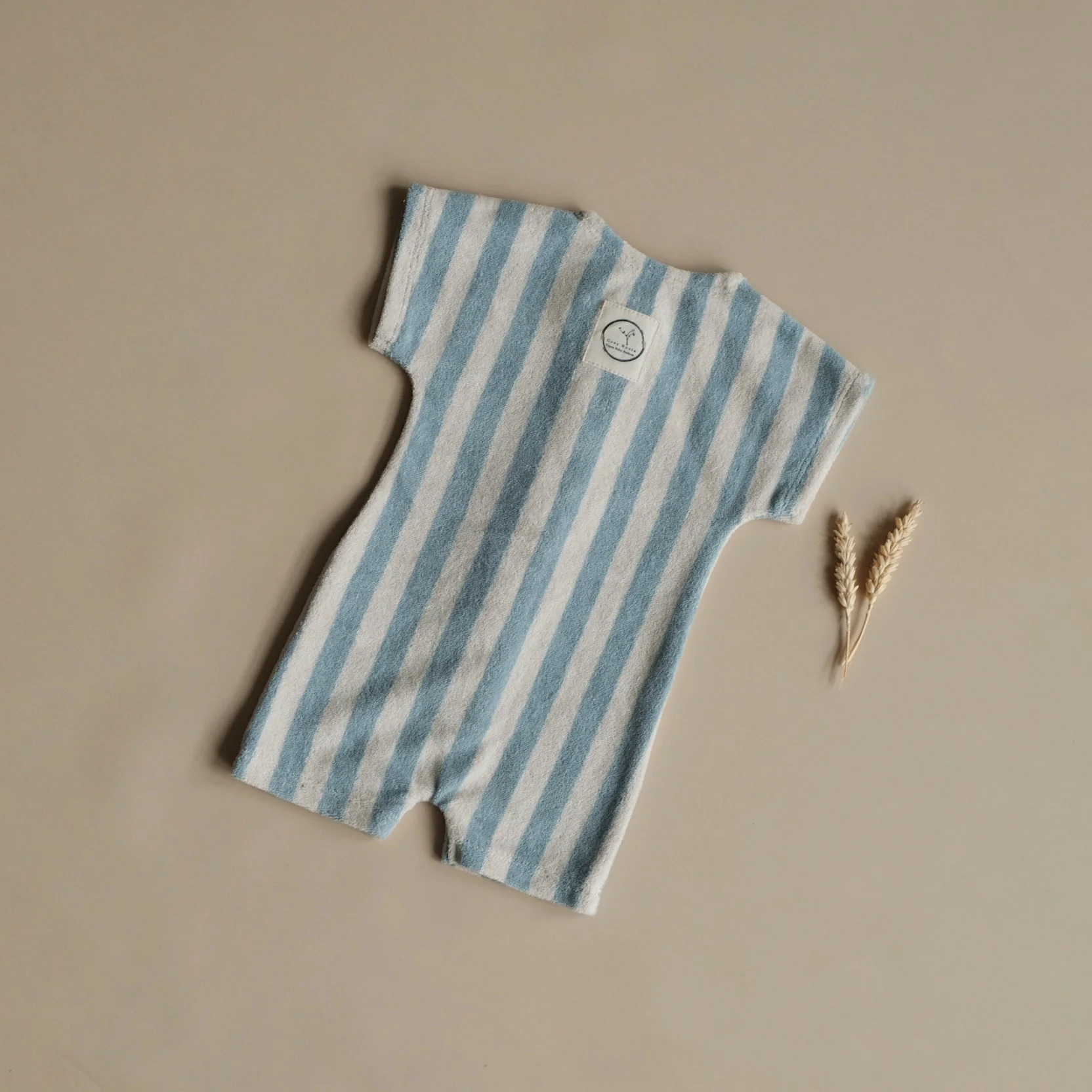 Organic Terry Onesie - Blue Striped - Image 10