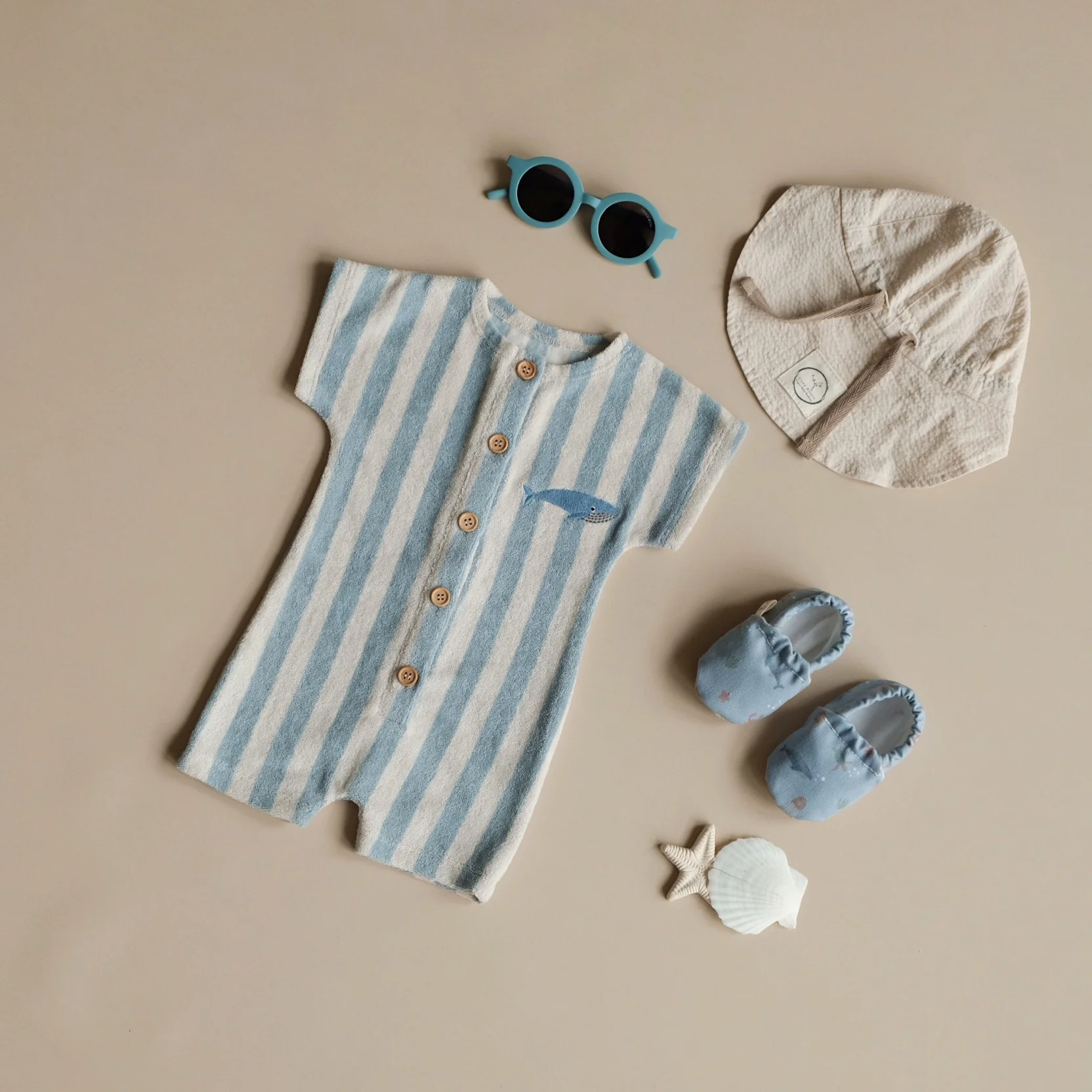 Organic Terry Onesie - Blue Striped - Image 11