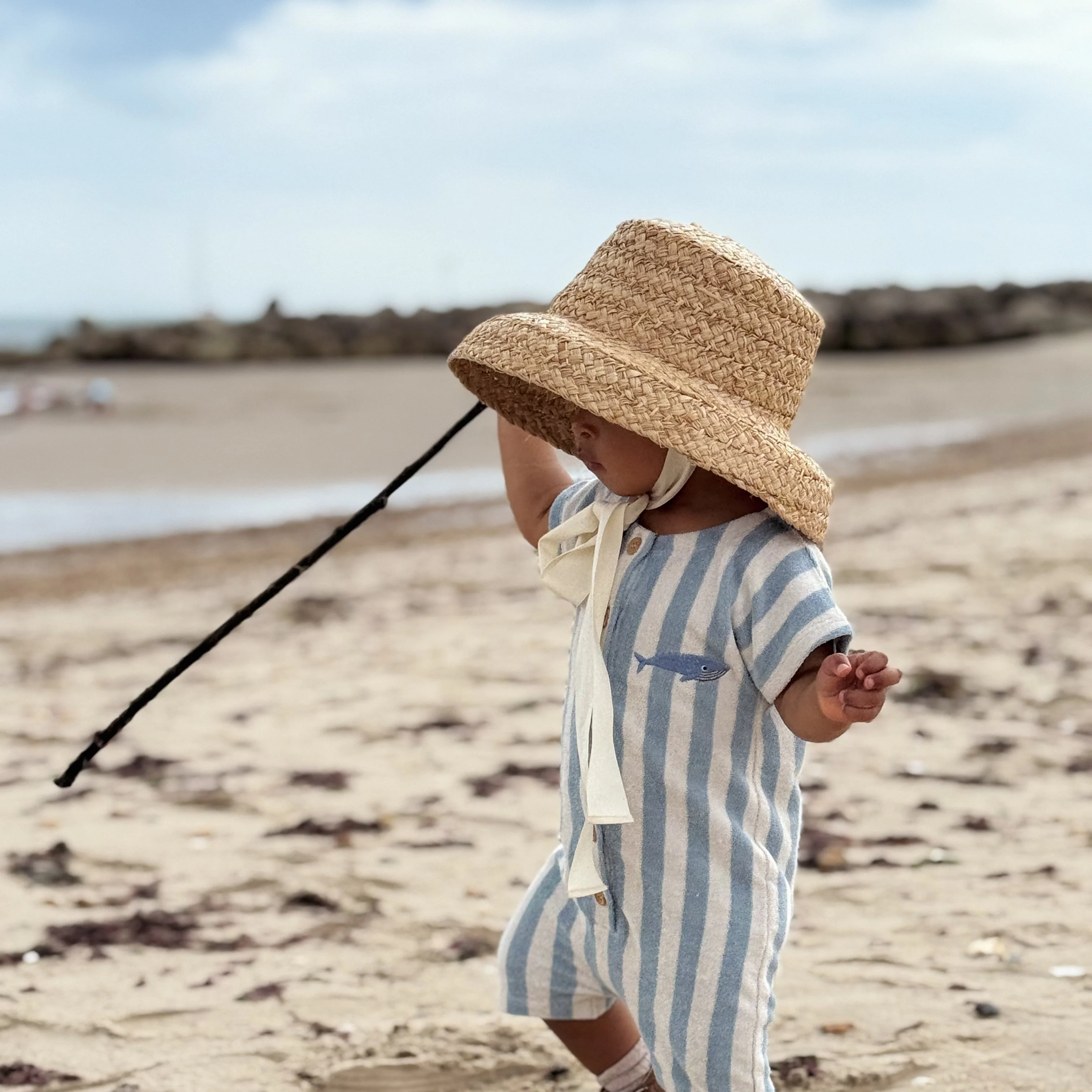 Organic Terry Onesie - Blue Striped - Image 3
