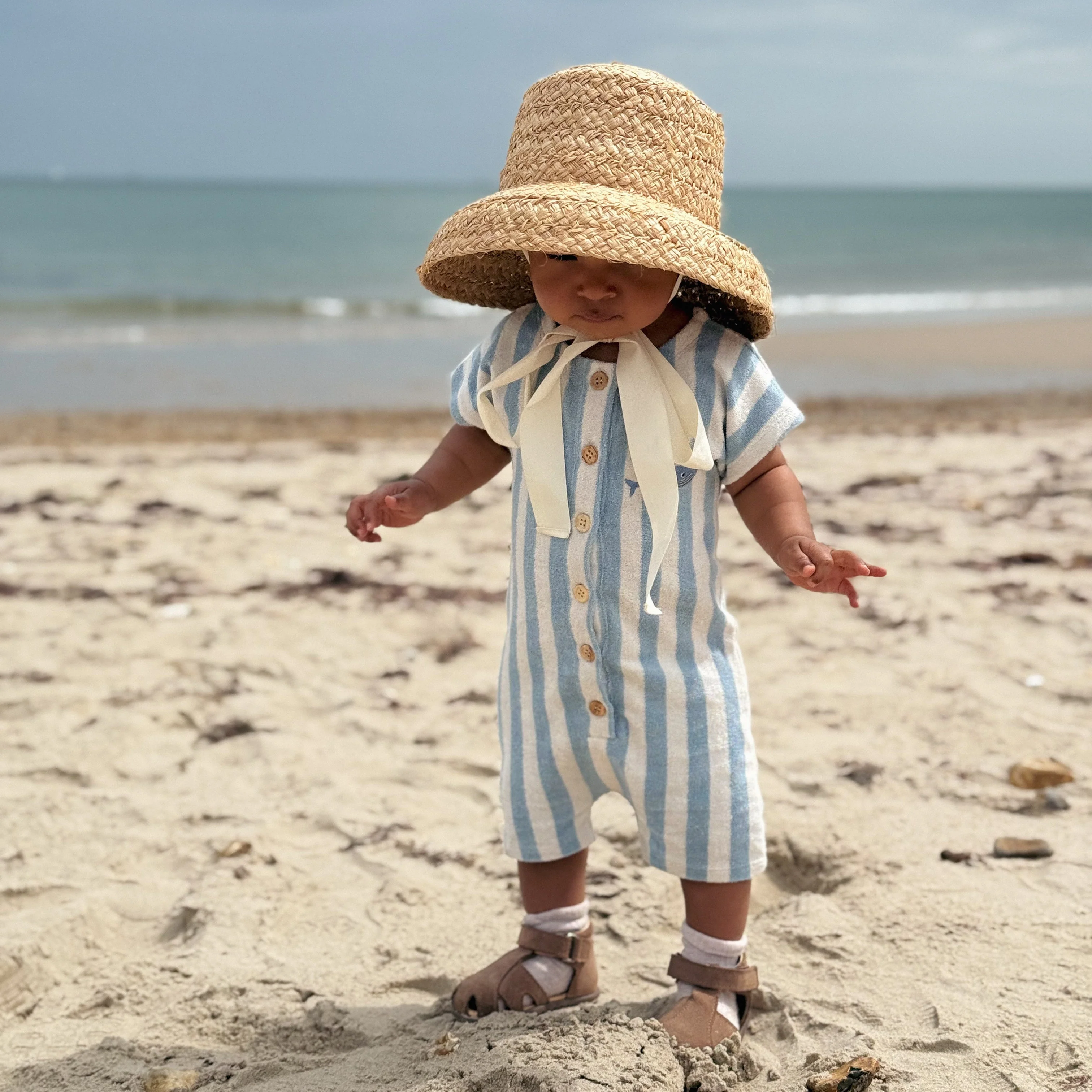 Organic Terry Onesie - Blue Striped - Image 4