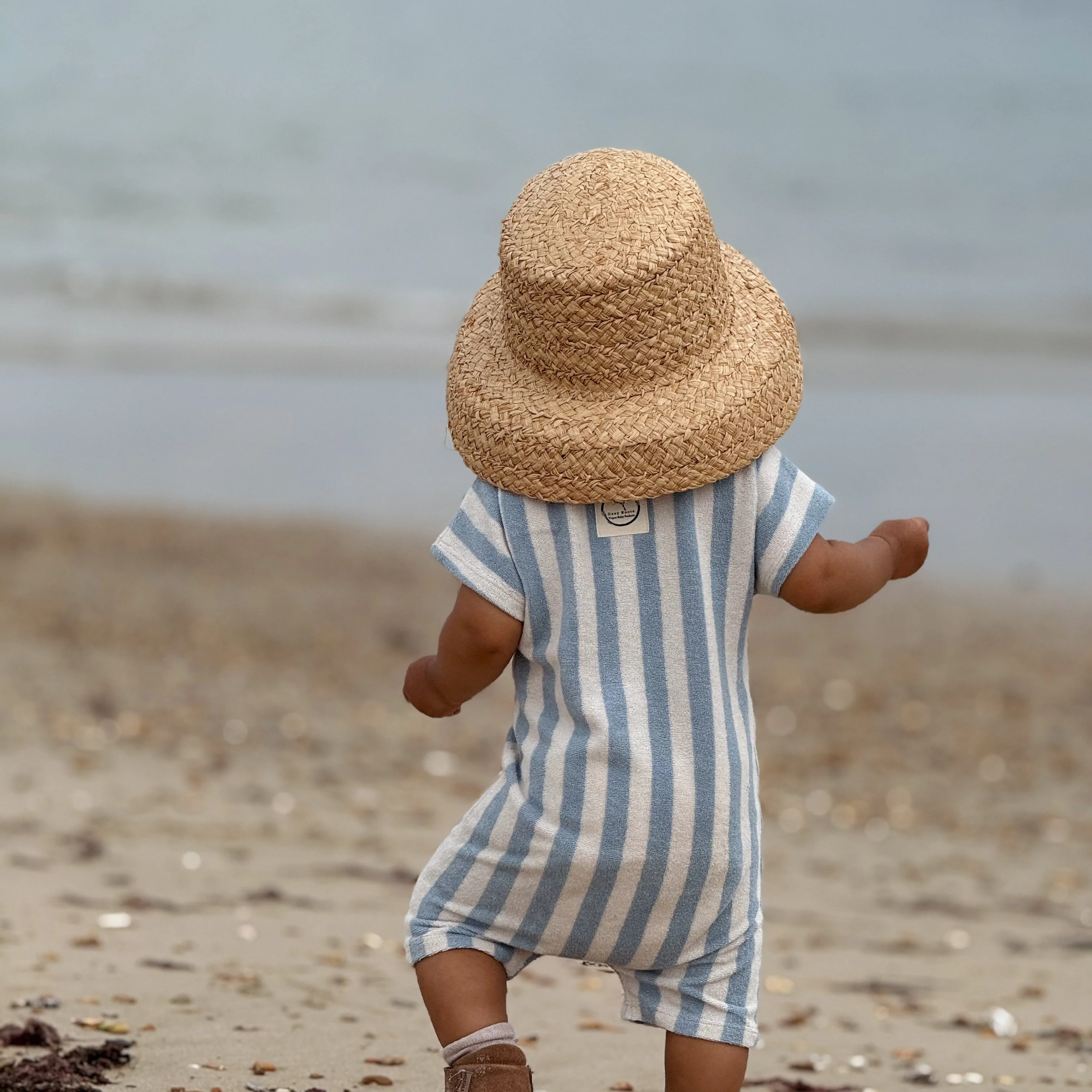 Organic Terry Onesie - Blue Striped - Image 8