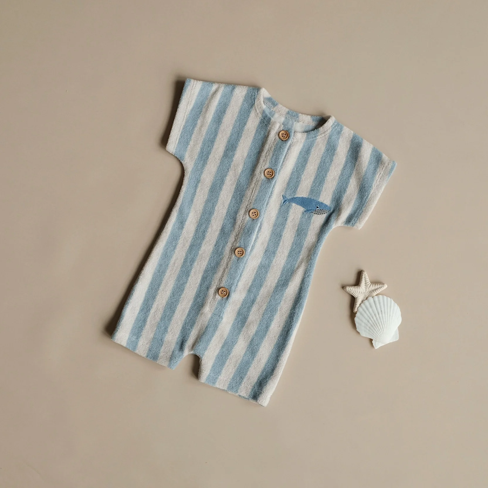 Organic Terry Onesie - Blue Striped - Image 9