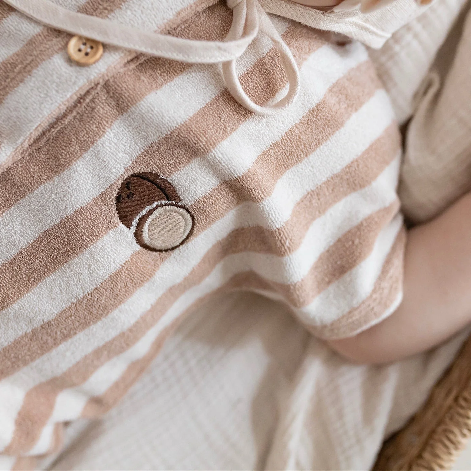 Organic Terry Onesie - Latte Striped - Image 10