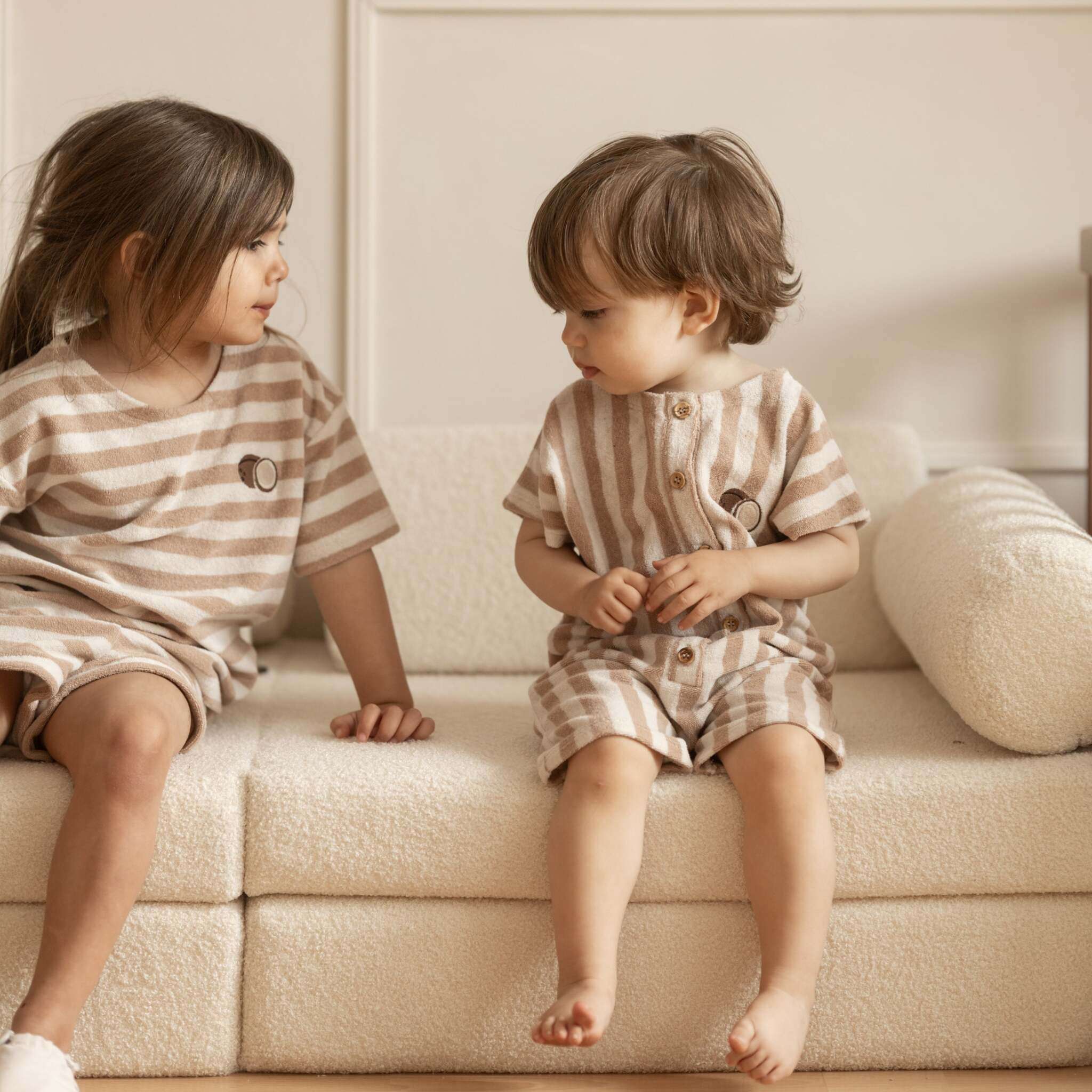 Organic Terry Onesie - Latte Striped - Image 11
