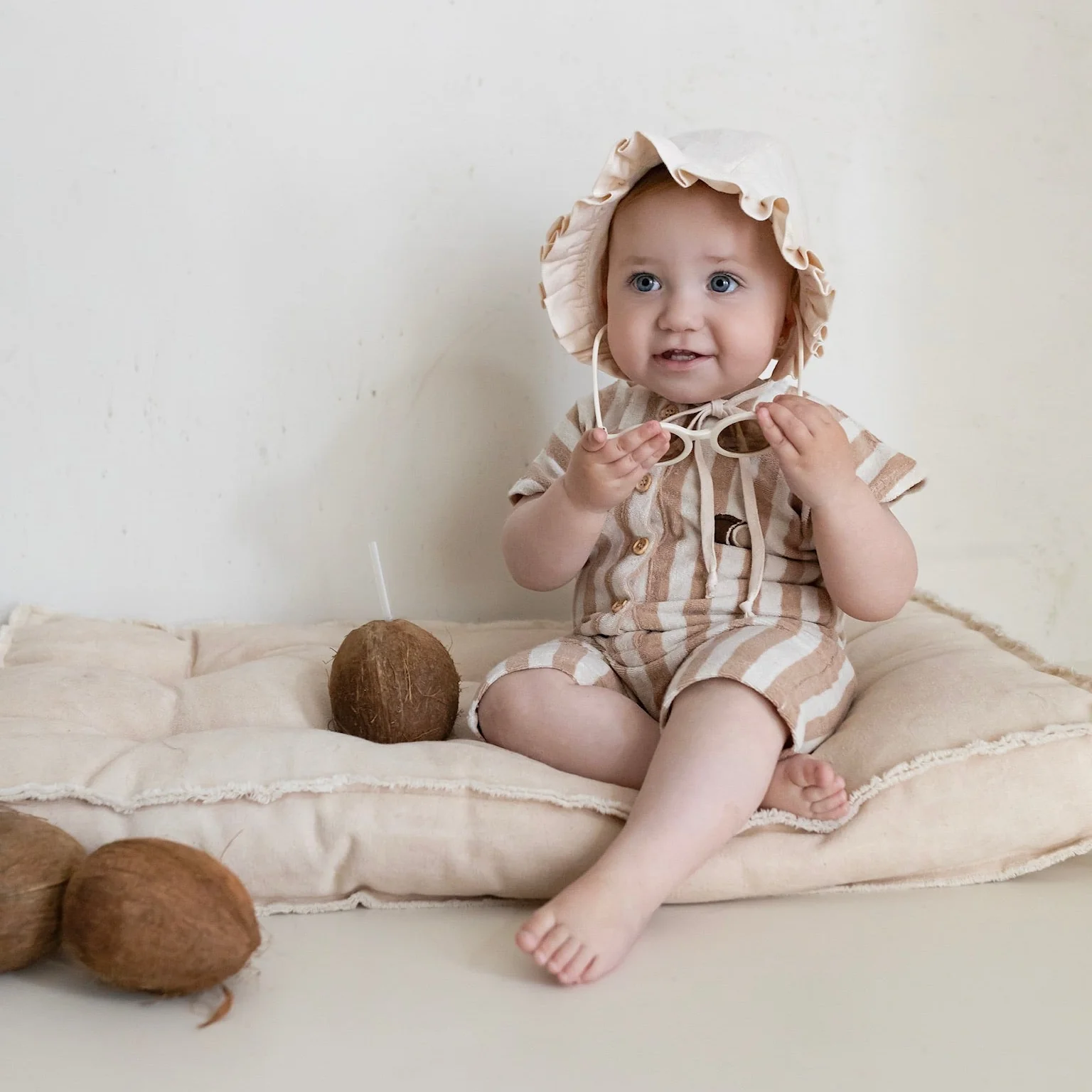 Organic Terry Onesie - Latte Striped - Image 12