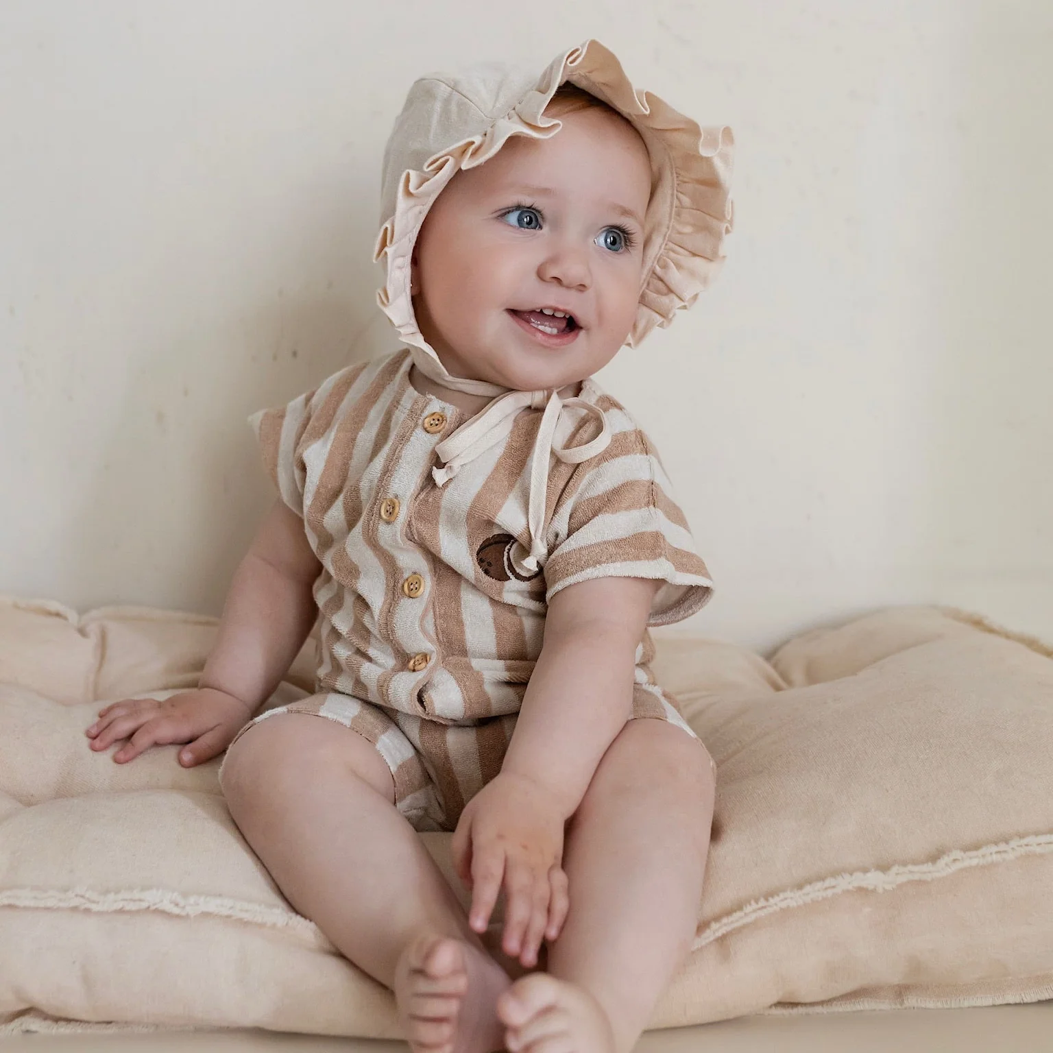 Organic Terry Onesie - Latte Striped - Image 13