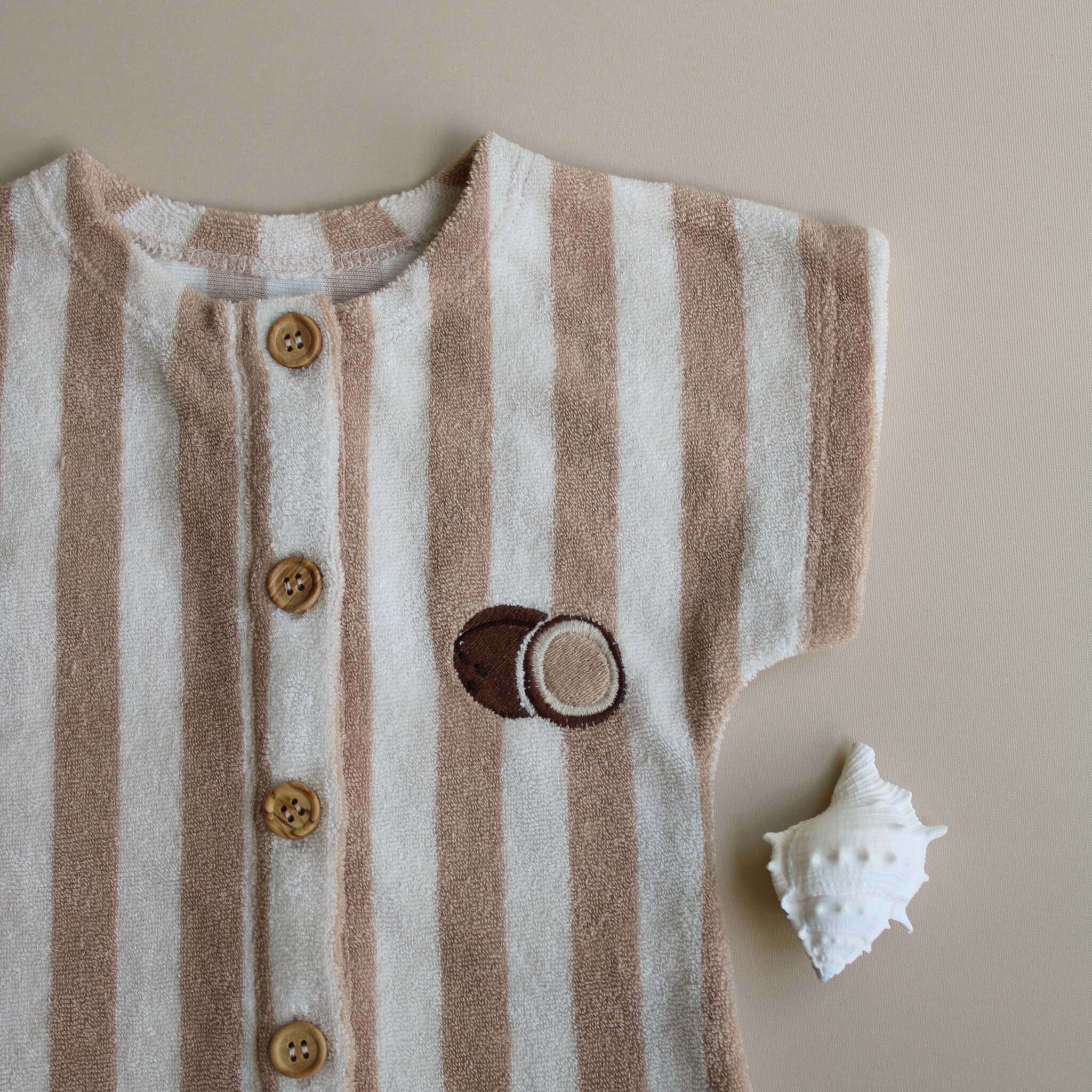 Organic Terry Onesie - Latte Striped - Image 14
