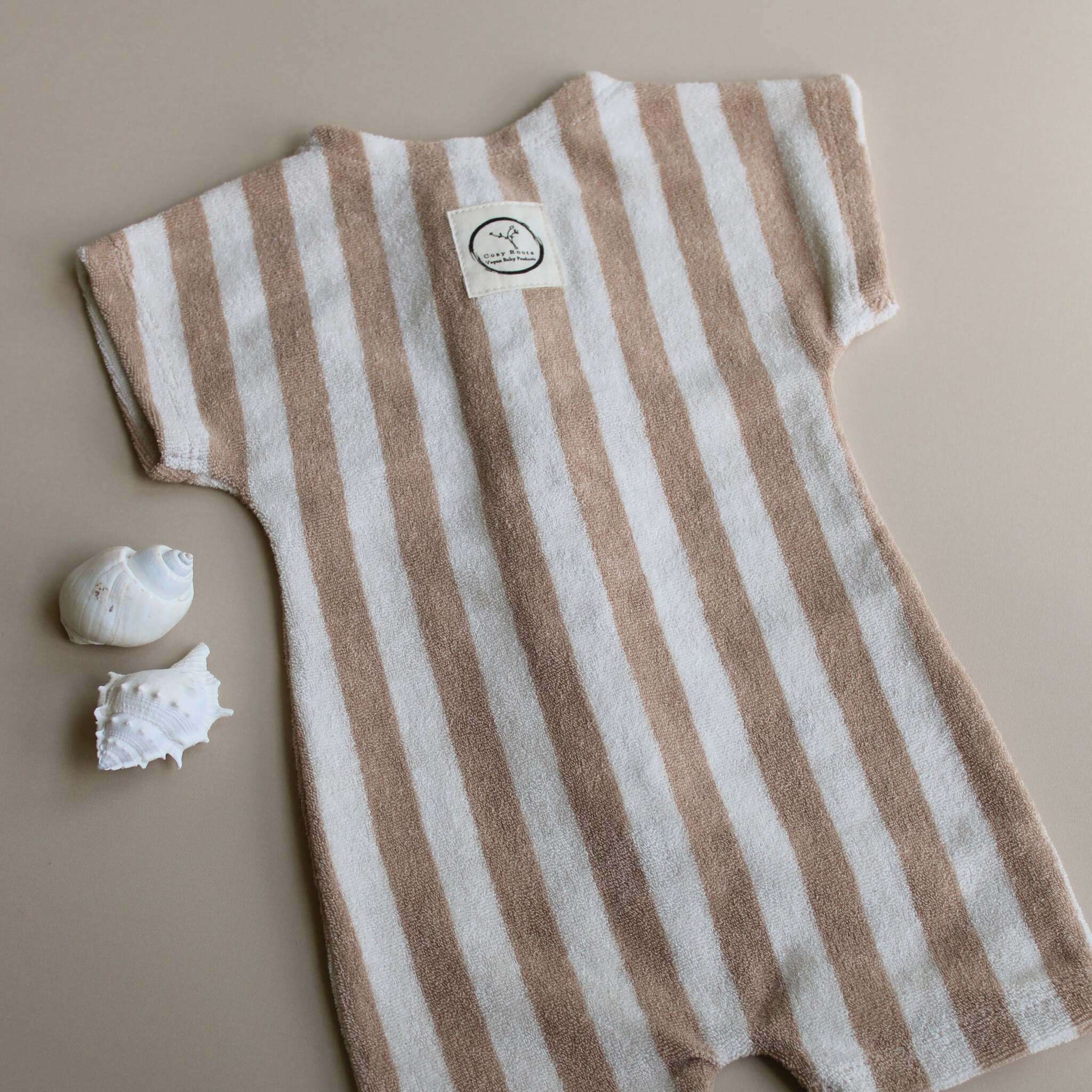 Organic Terry Onesie - Latte Striped - Image 15