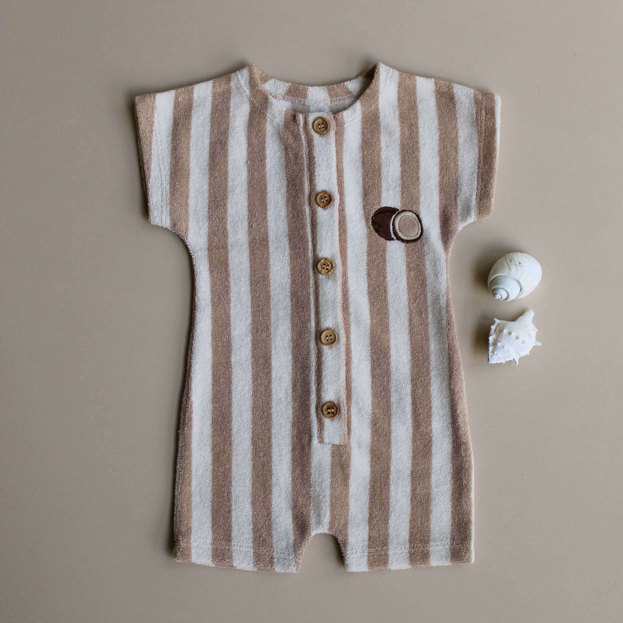 Organic Terry Onesie - Latte Striped - Image 16