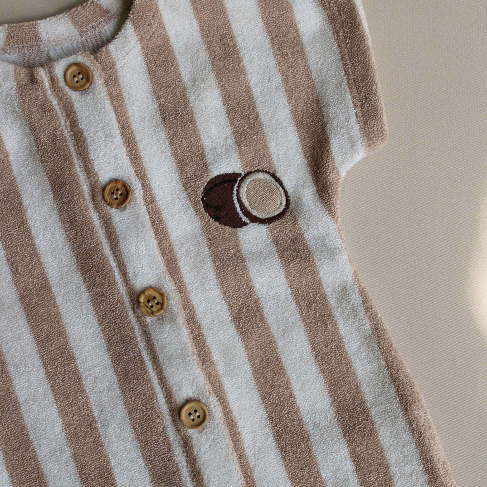Organic Terry Onesie - Latte Striped - Image 17
