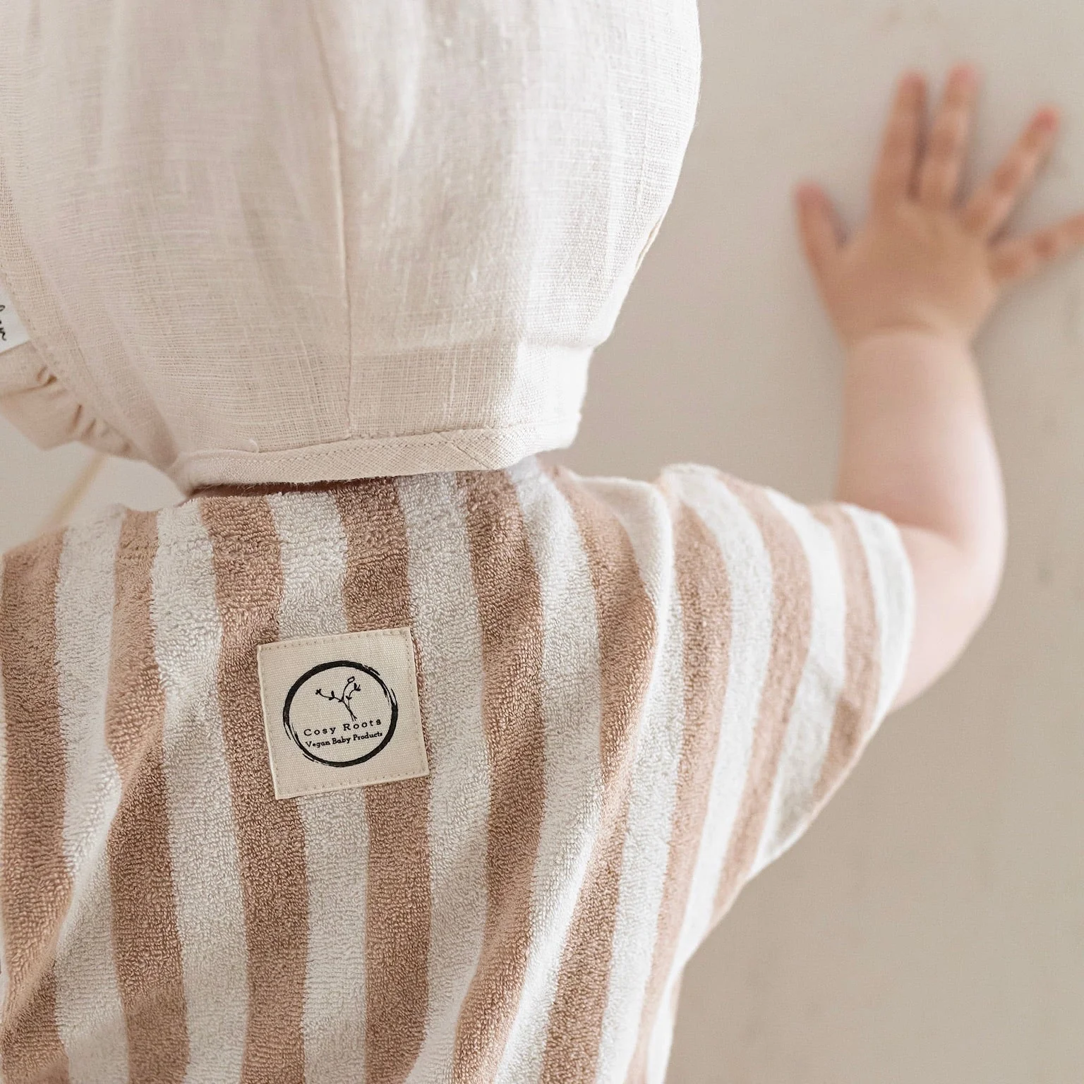 Organic Terry Onesie - Latte Striped - Image 8