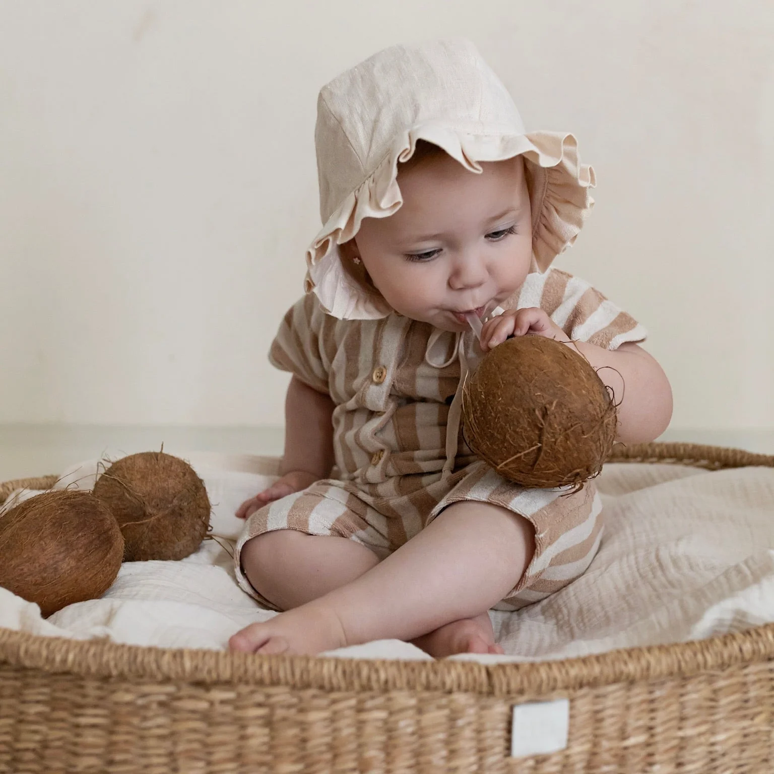 Organic Terry Onesie - Latte Striped - Image 9