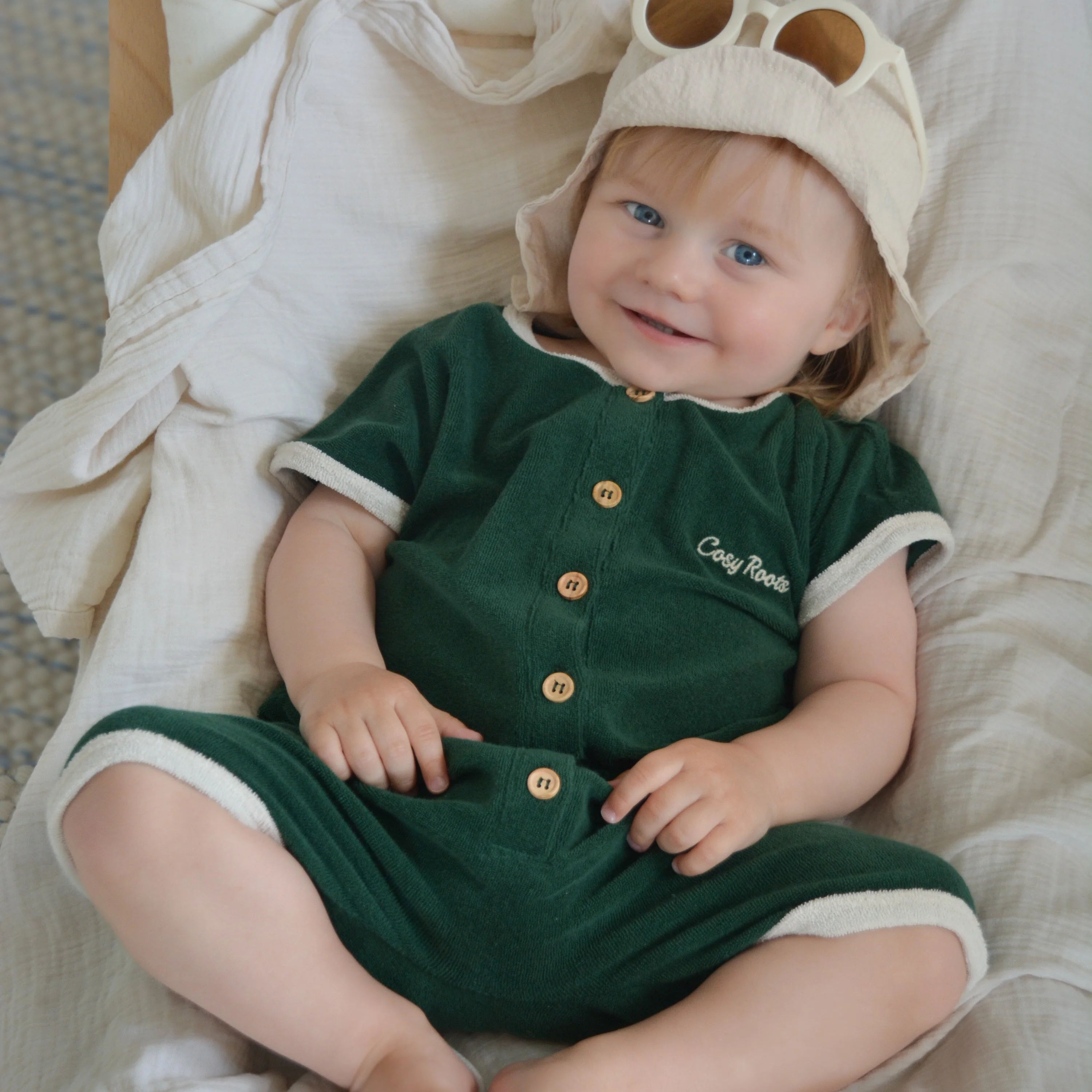 Organic Terry Onesie - Vintage Green - Image 12