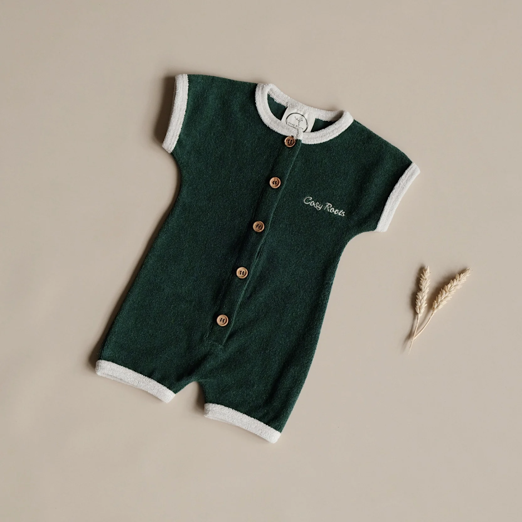 Organic Terry Onesie - Vintage Green - Image 3