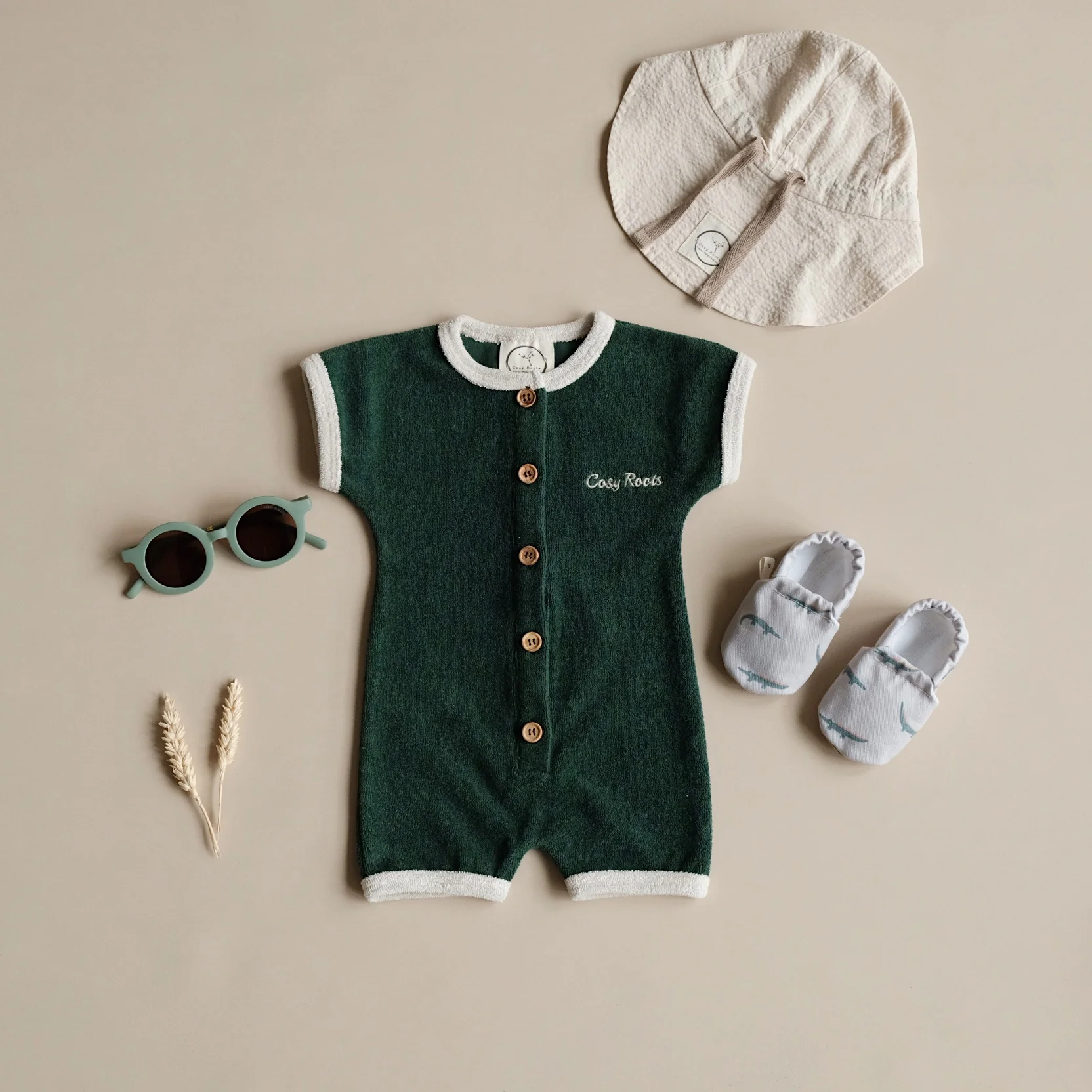 Organic Terry Onesie - Vintage Green - Image 7